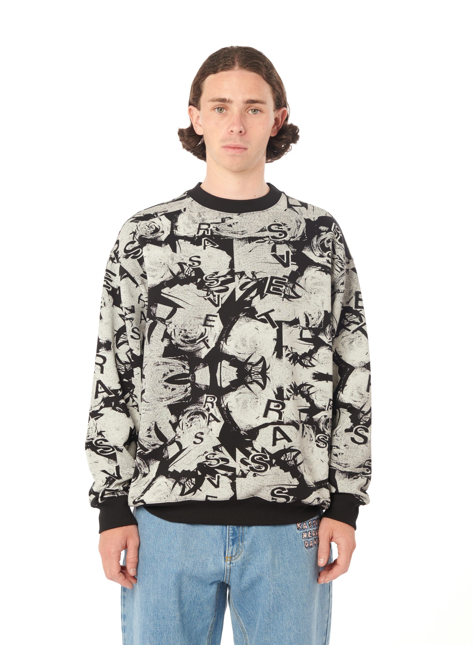 Rassvet Roses All Over Print Crewneck Sweatshirt Knit