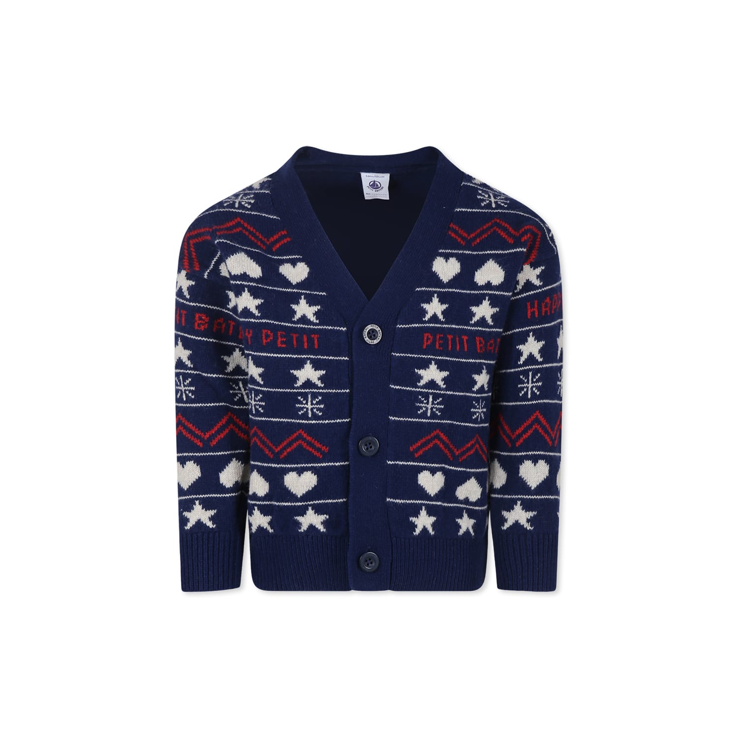 Petit Bateau Blue Cardigan For Boy With Jacquard Pattern