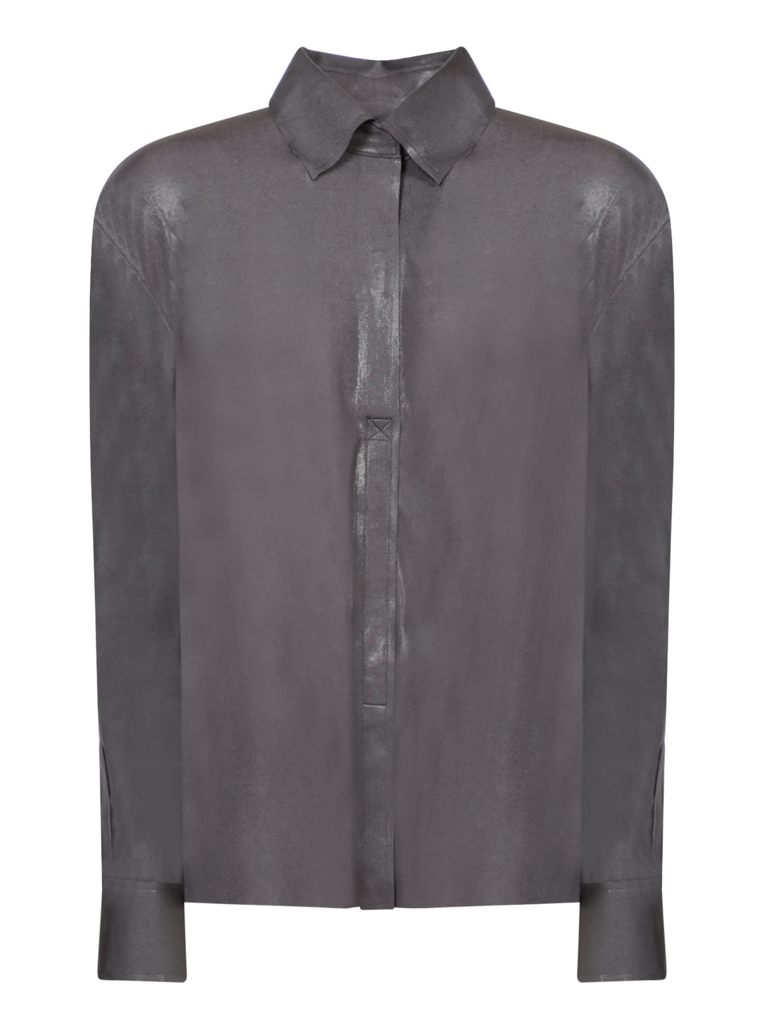 Norma Kamali Gray Collar Stand Shirt