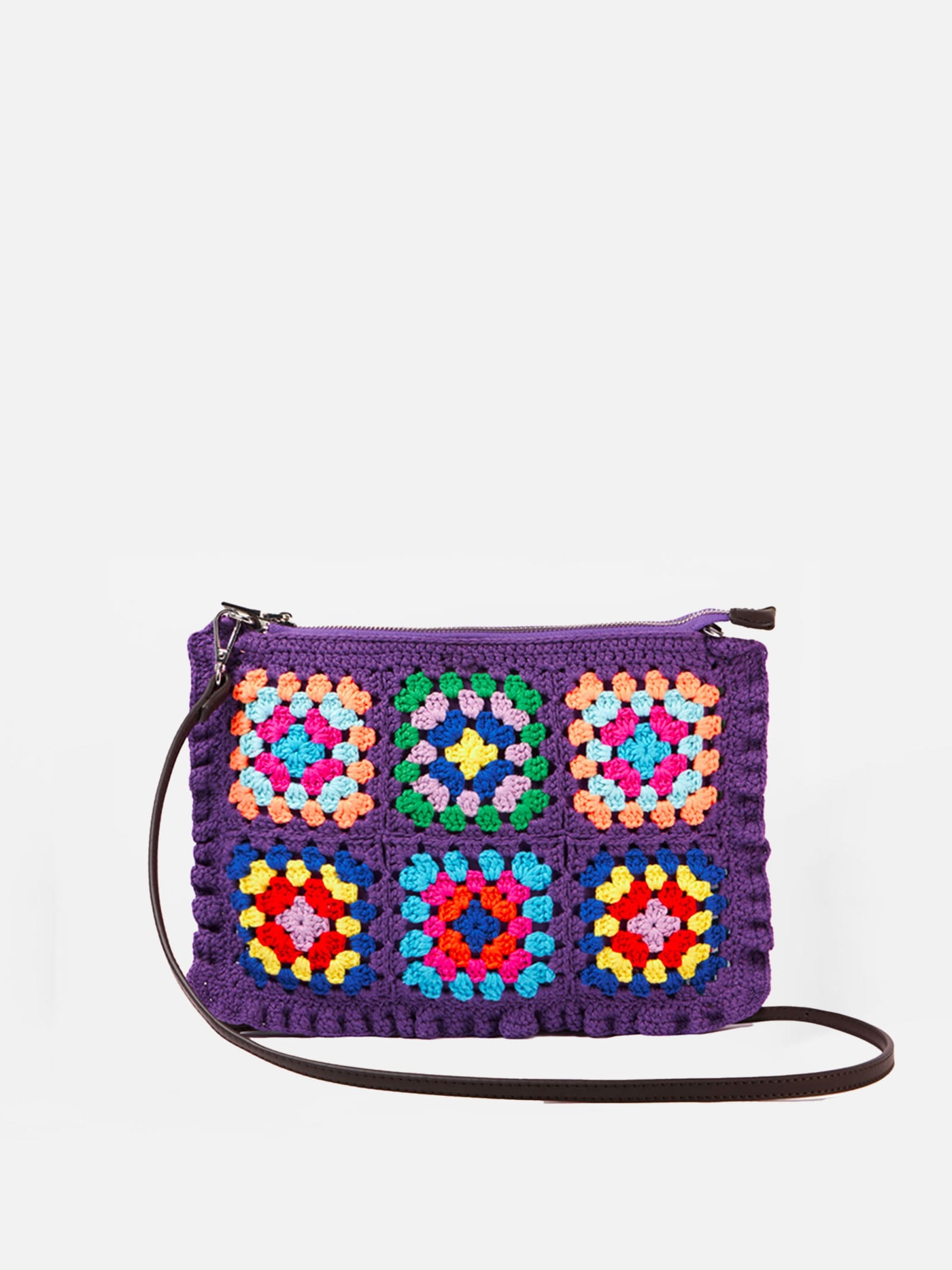 MC2 Saint Barth Parisienne Violet Crochet Crossbody Pouch Bag