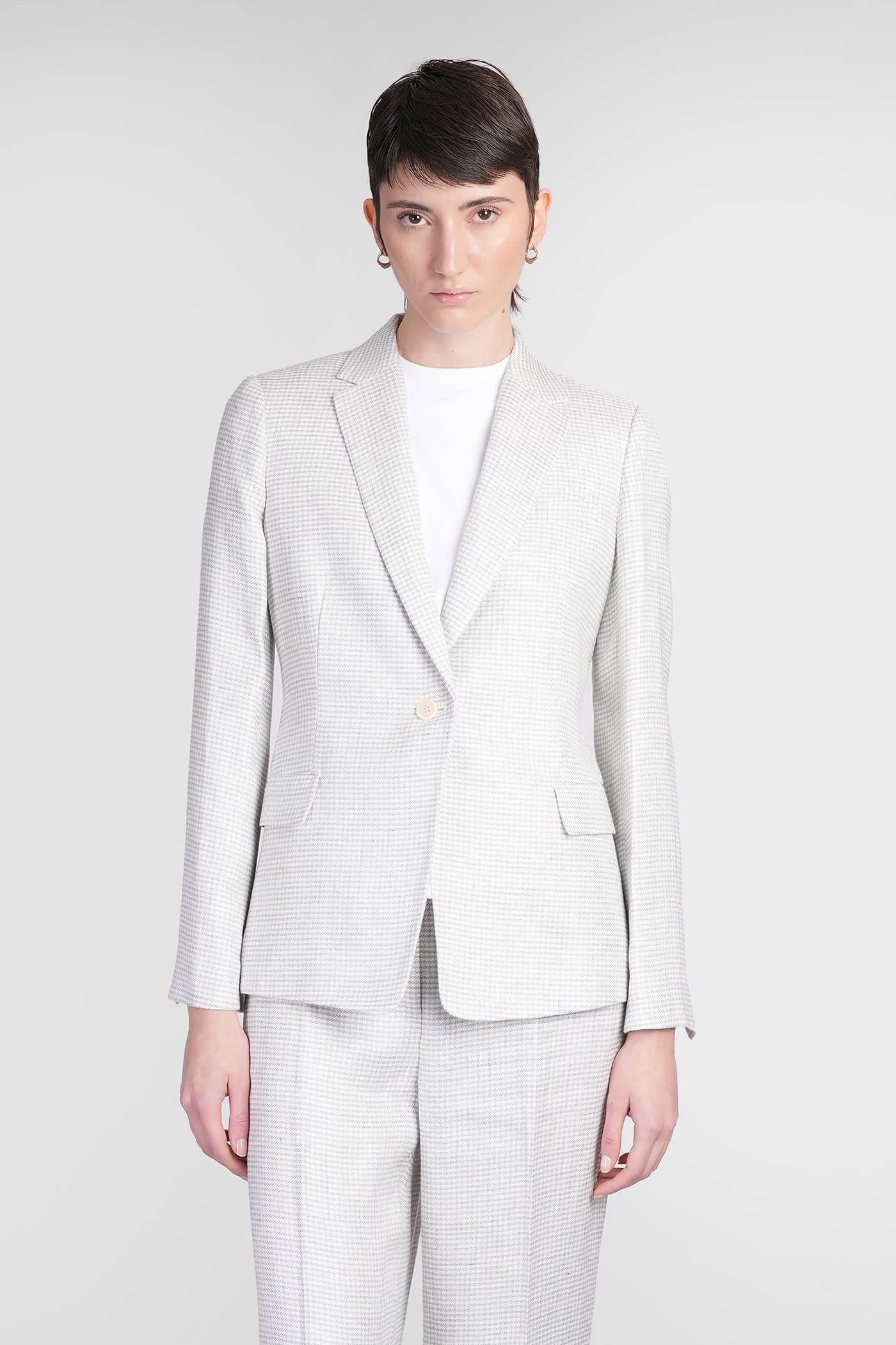 Theory Blazer In Grey Linen