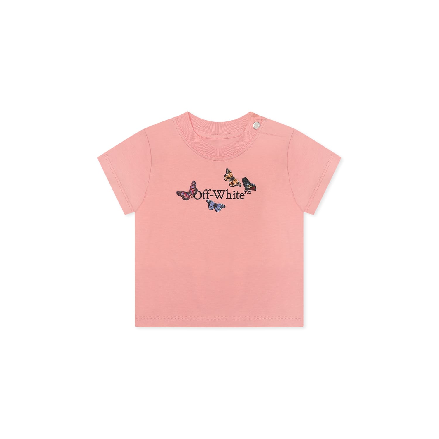 Off-White Pink T-shirt For Baby Girl With Logo