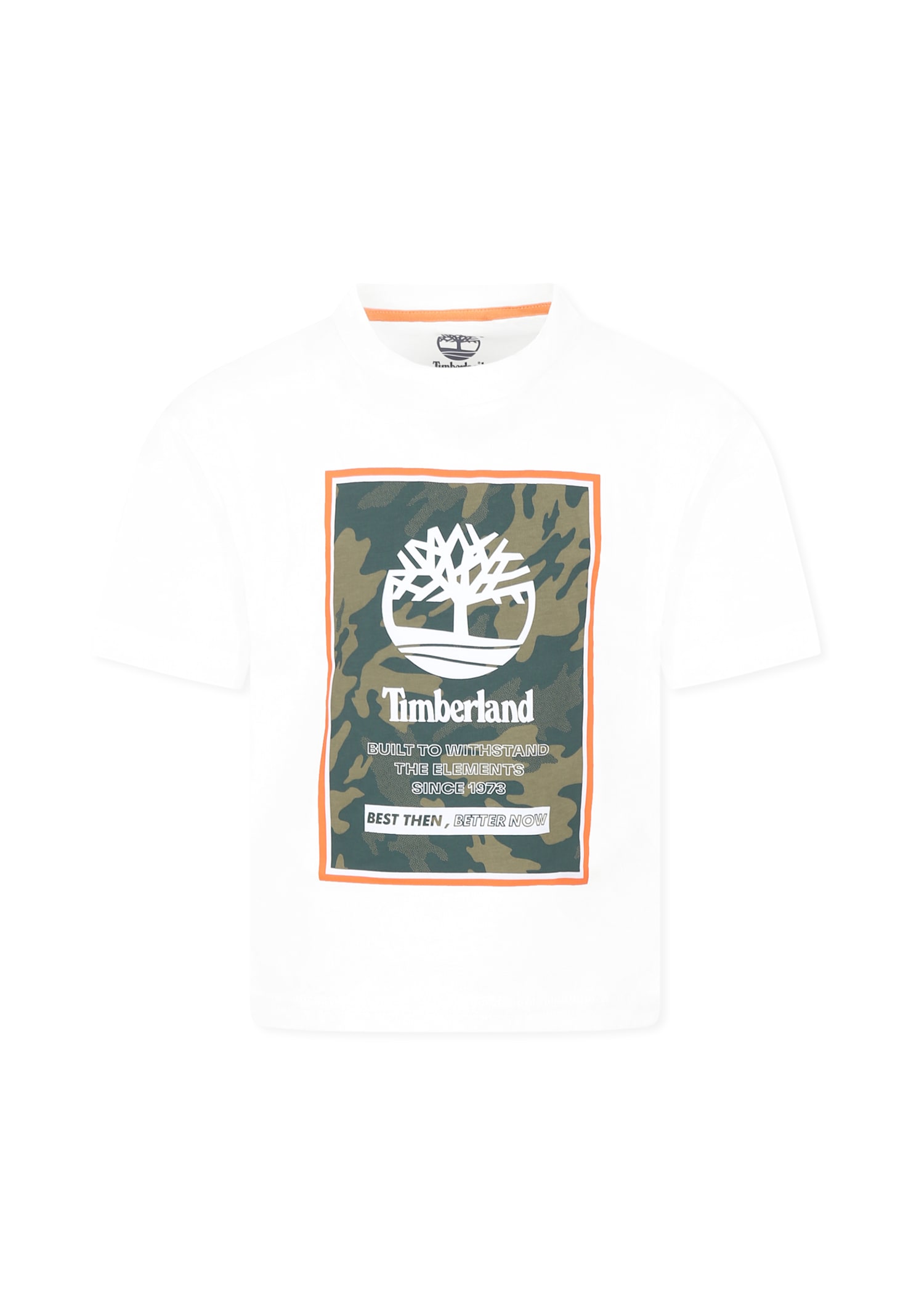 Timberland White T-shirt For Boy With Logo