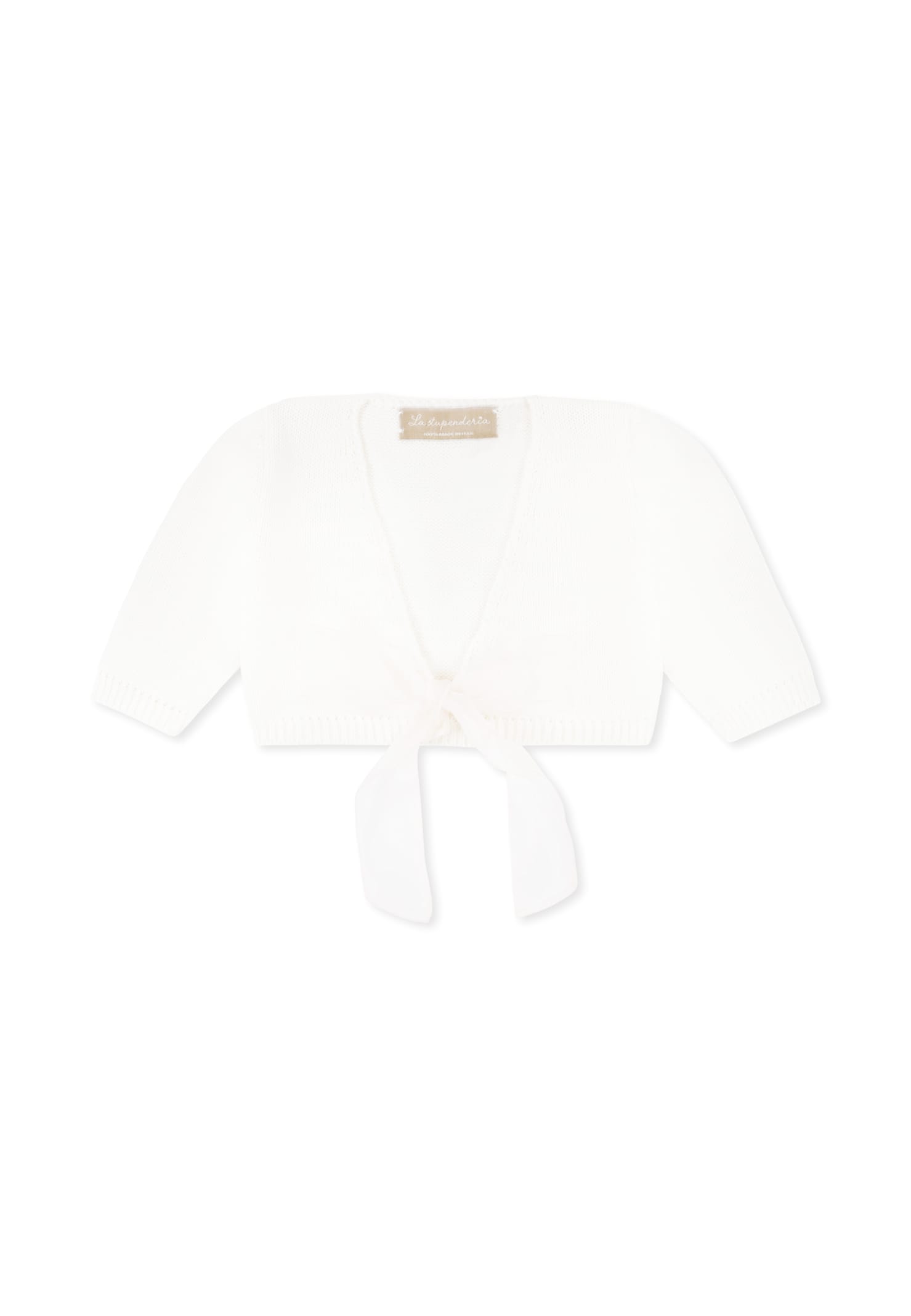 La stupenderia Ivory Cardigan For Baby Girl With Bow
