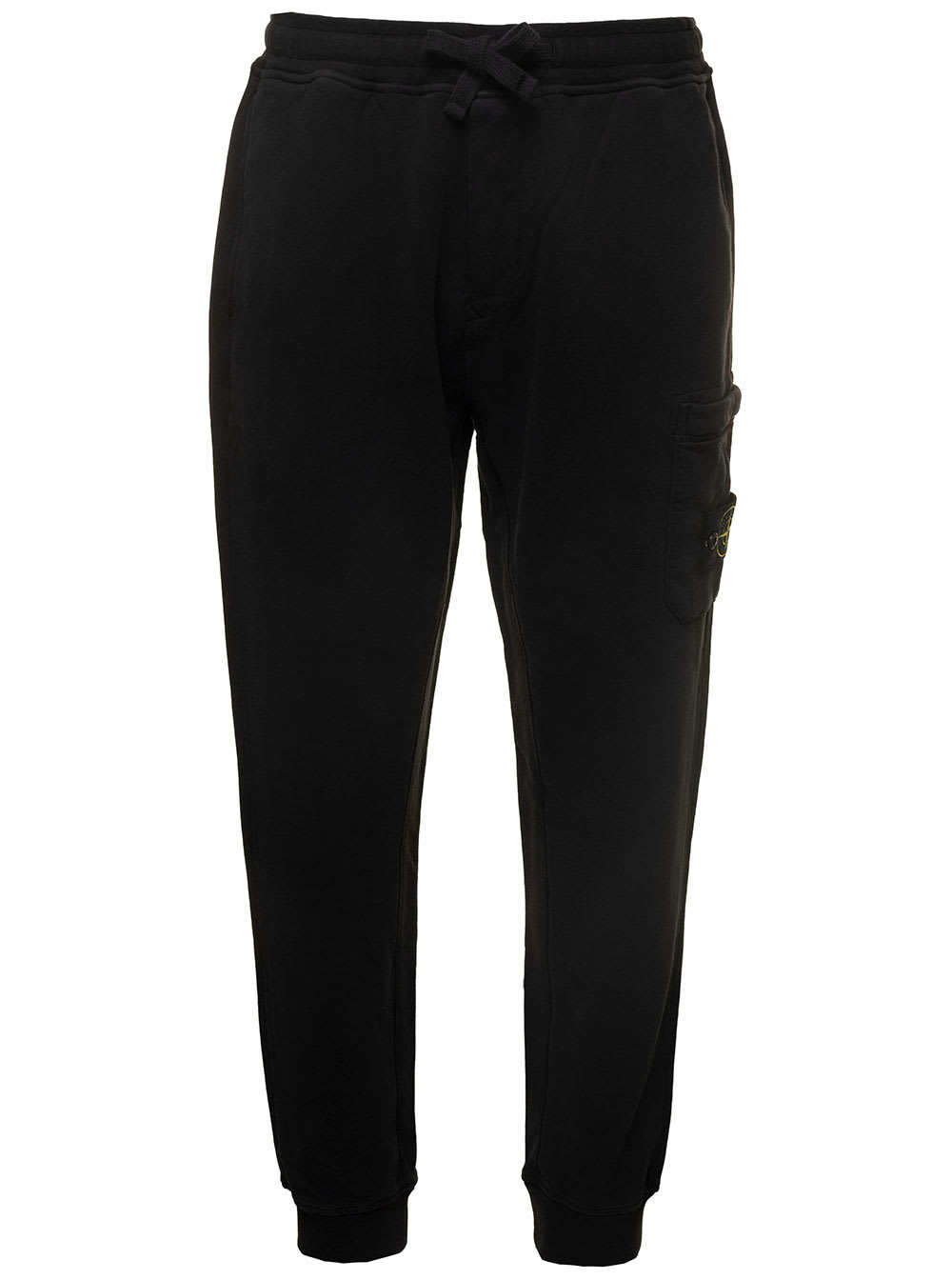 Stone Island Junior Black Trackpants With Logo Patch In Cotton Boy