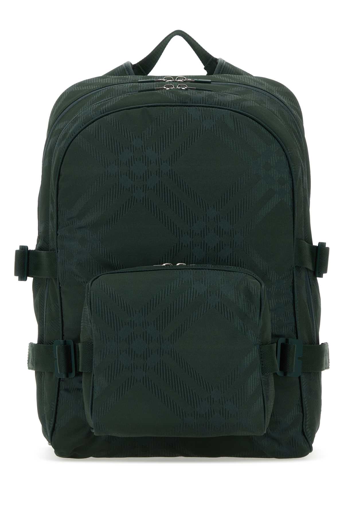 Burberry Bottle Green Nylon Blend Check Backpack