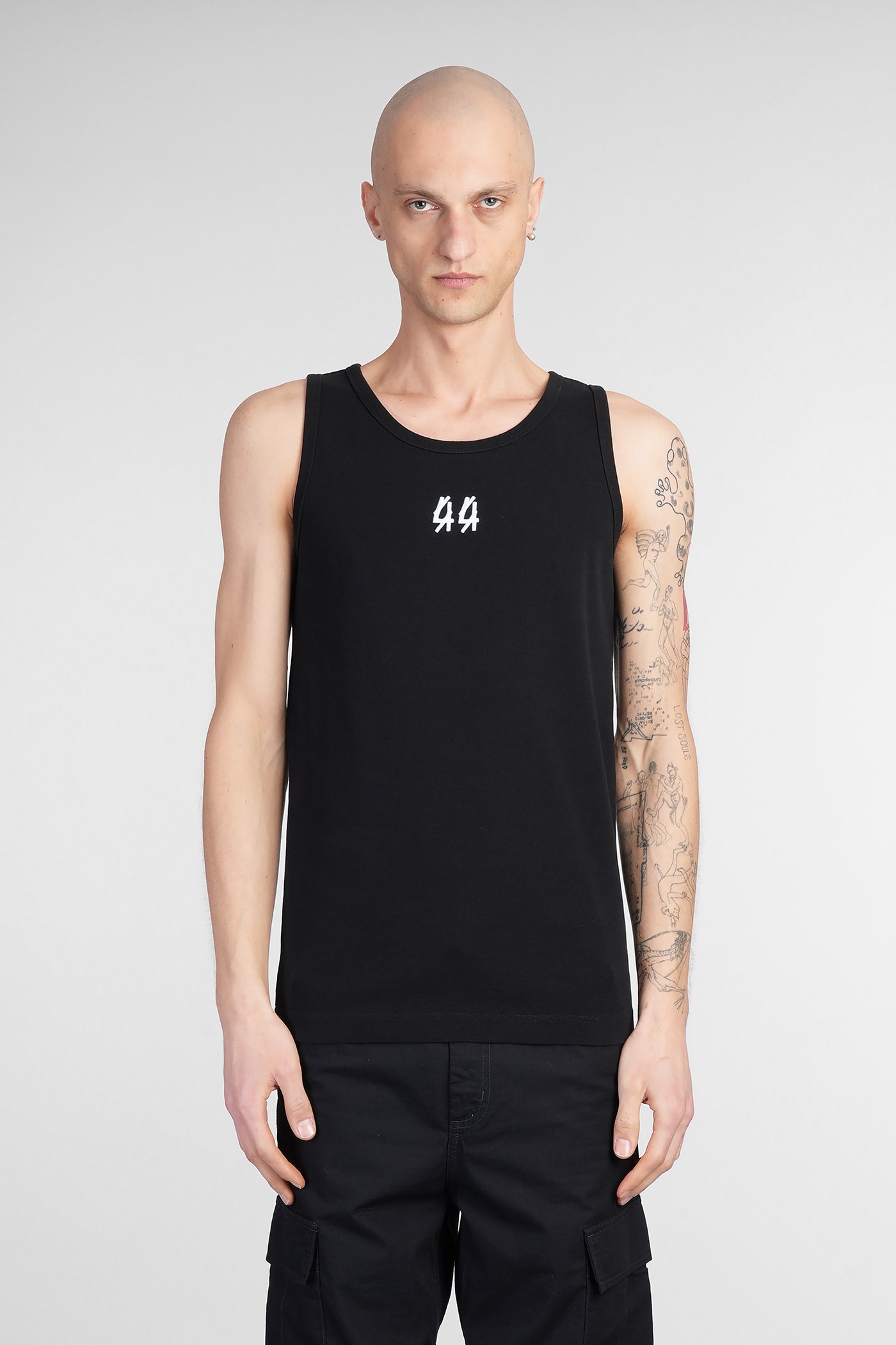 44 Label Group Tank Top In Black Cotton