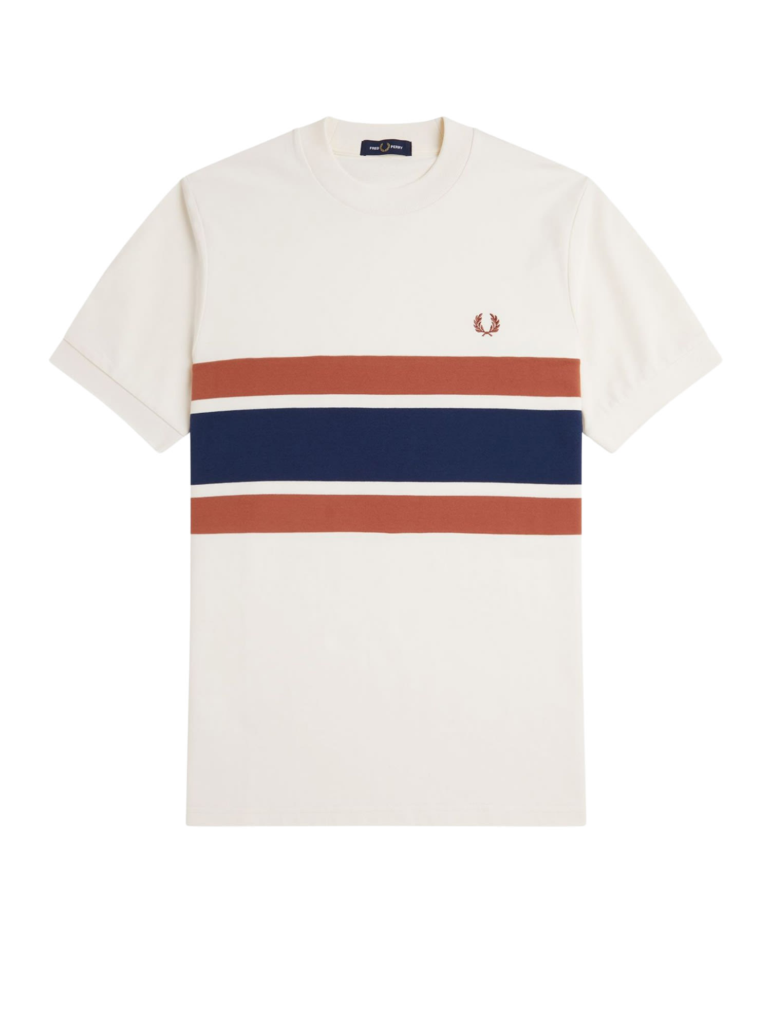 Fred Perry Cotton T-shirt With Striped Motif