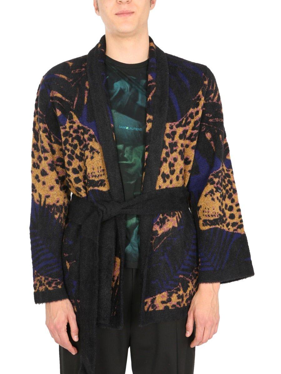 Saint Laurent Leopard Intarsia Robe