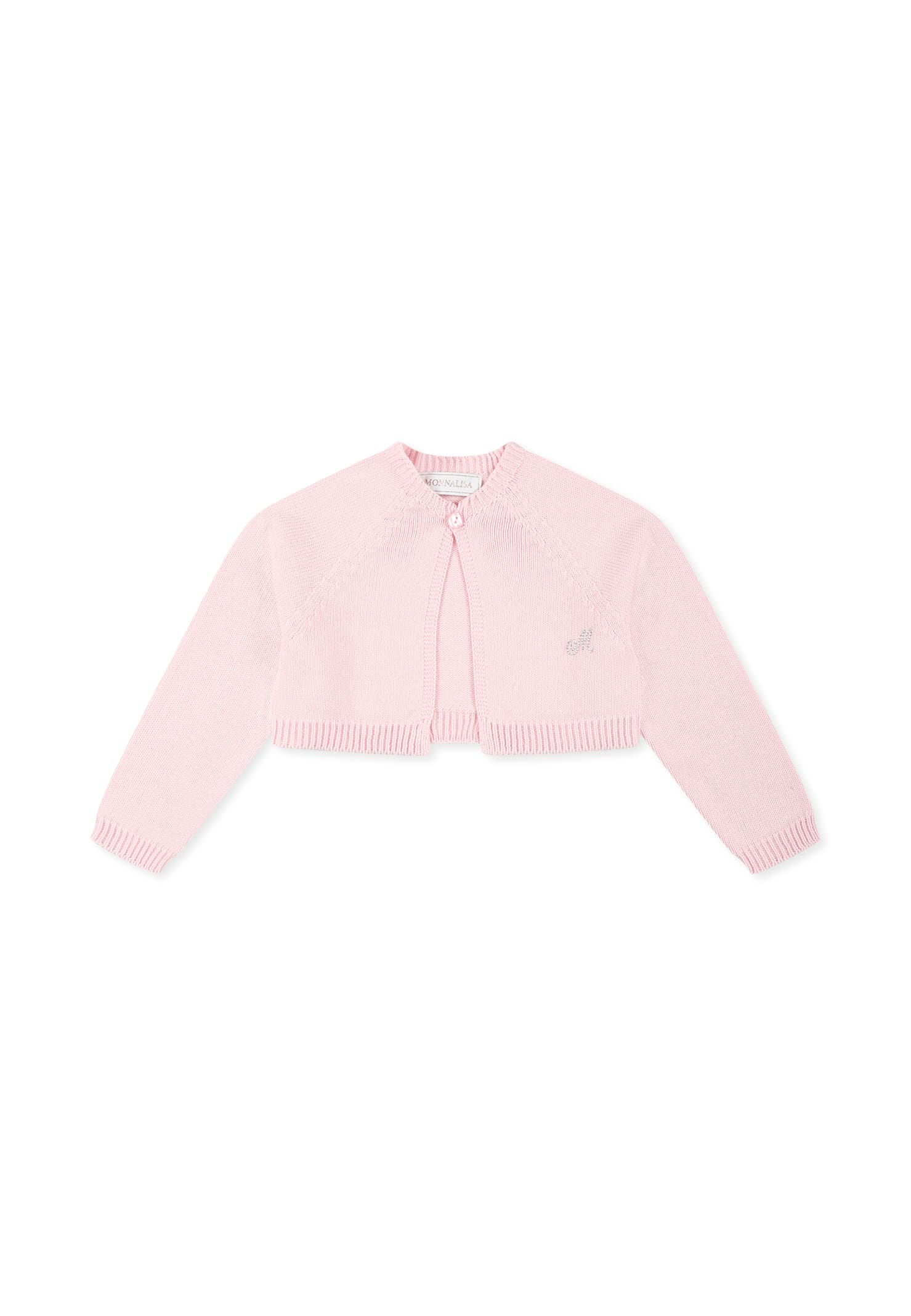 Monnalisa Pink Cardigan For Baby Girl With Logo