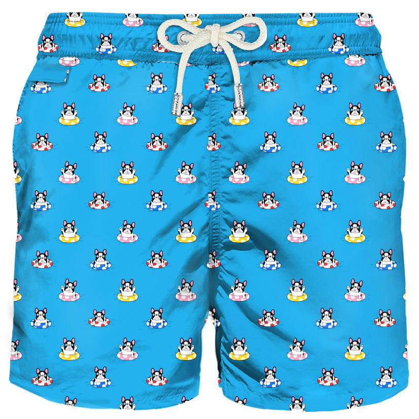 MC2 Saint Barth Man Light Fabric Swim Shorts With Dog Print