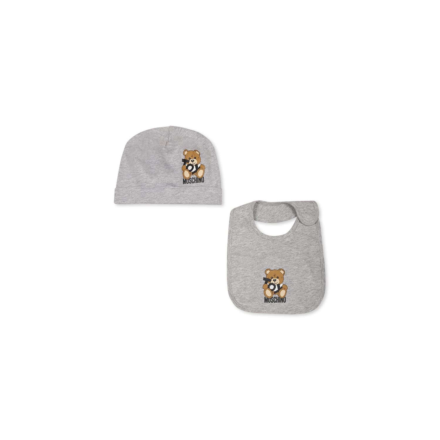Moschino Grey Accessory Set For Babykids With Teddy Bear