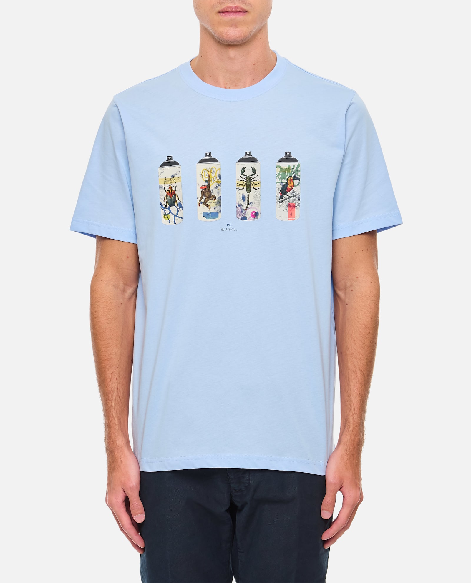 Paul Smith Light Blue Spray Cans Print T-shirt