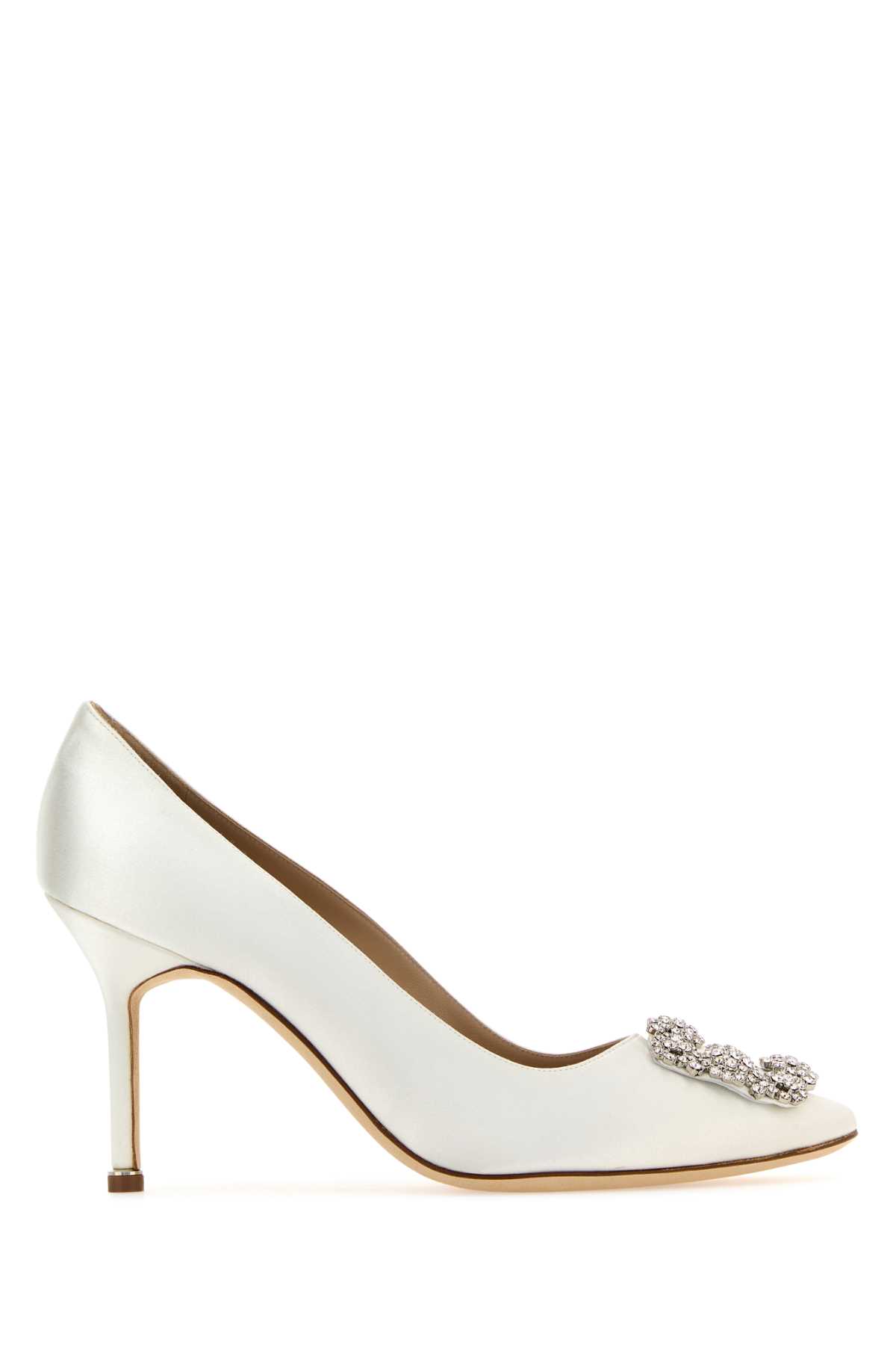 Manolo Blahnik White Satin Hangisi Pumps