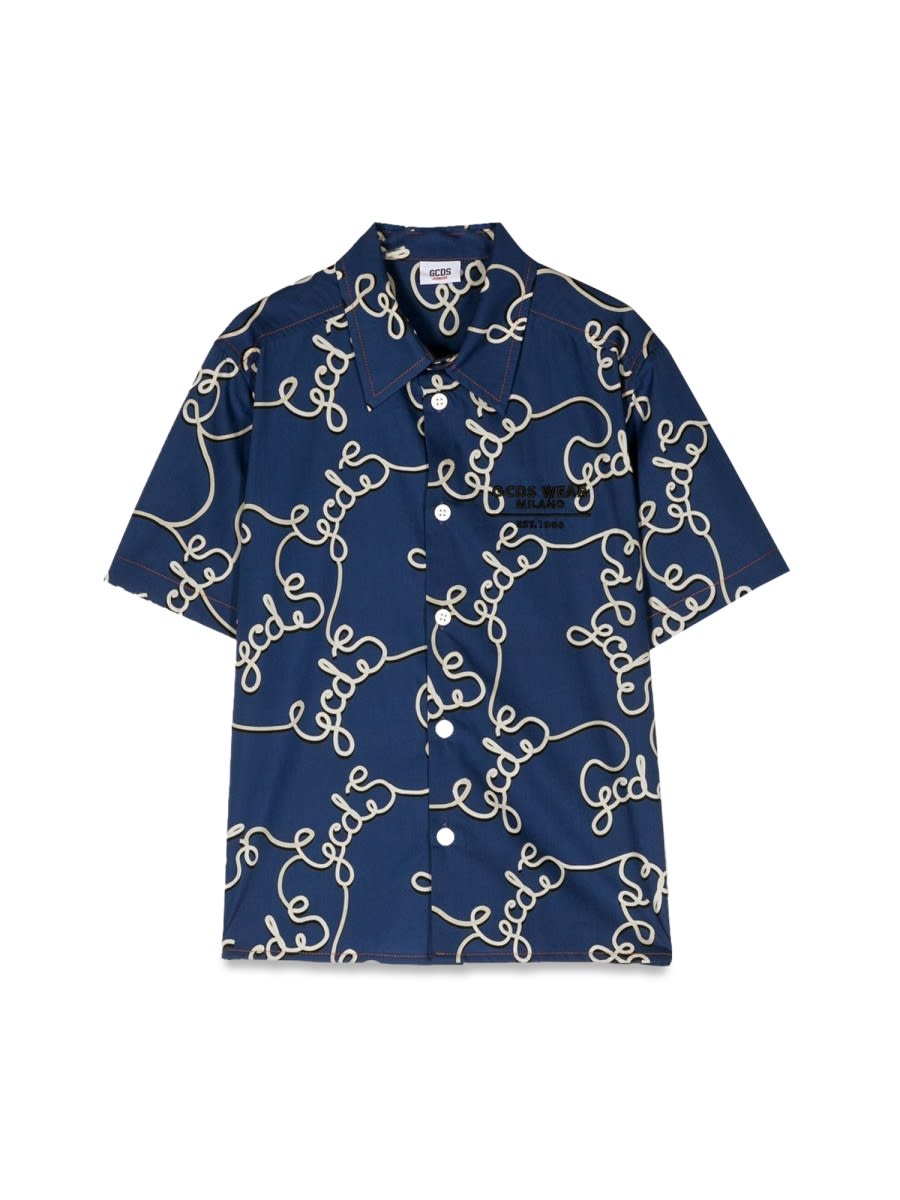 GCDS Logo Patterned Short Sleeve Shirt