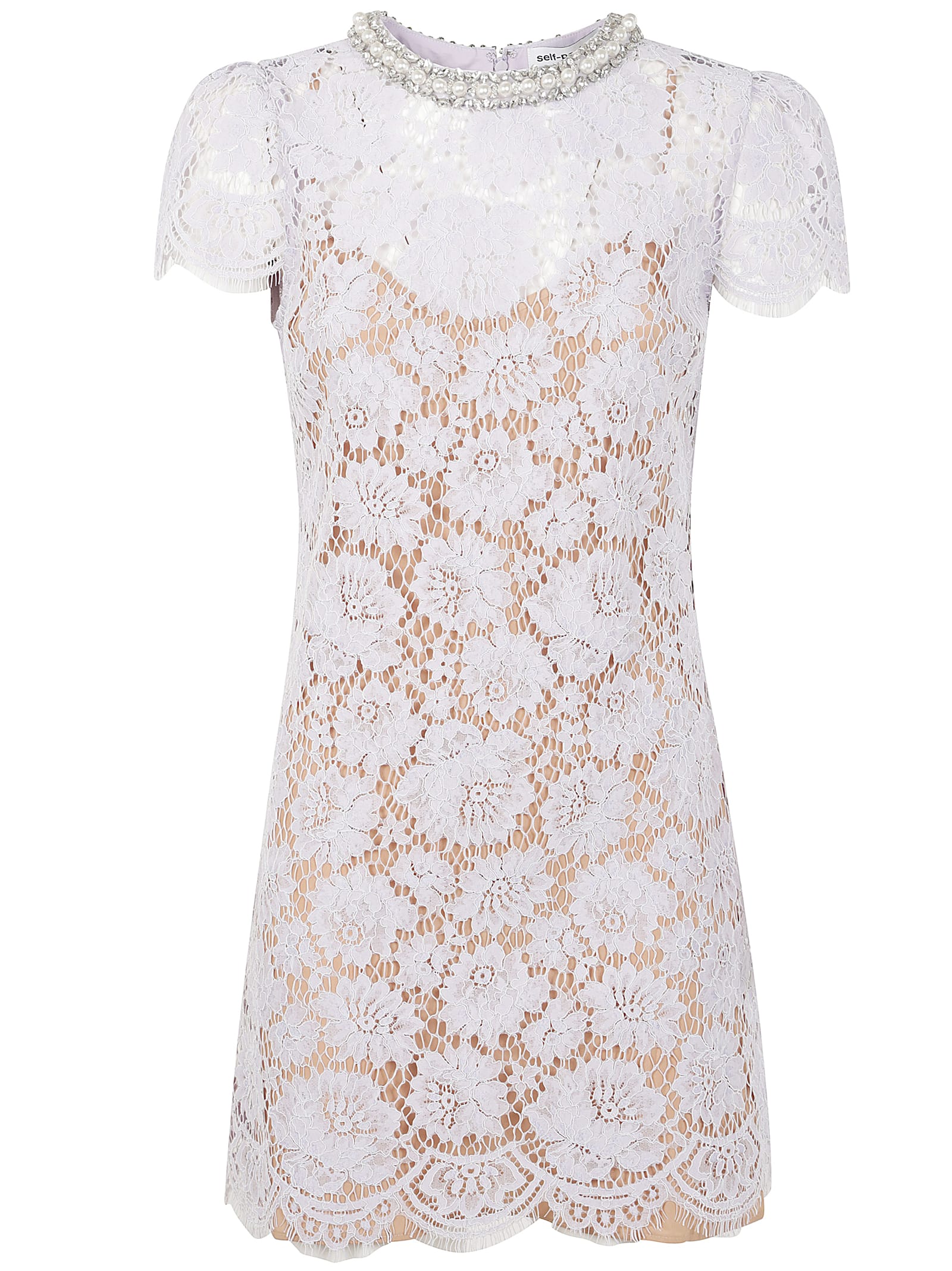 self-portrait Lilac Lace Mini Dress