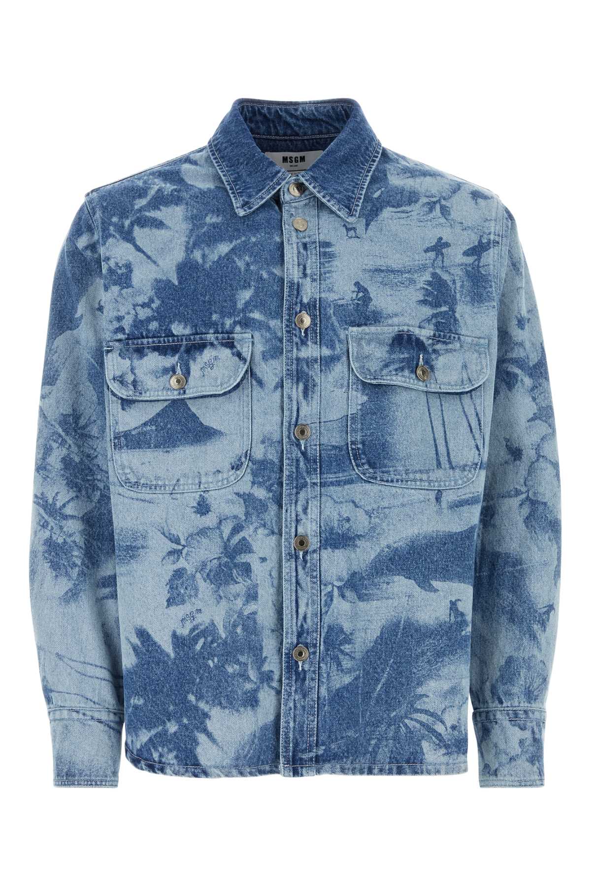MSGM Printed Denim Shirt