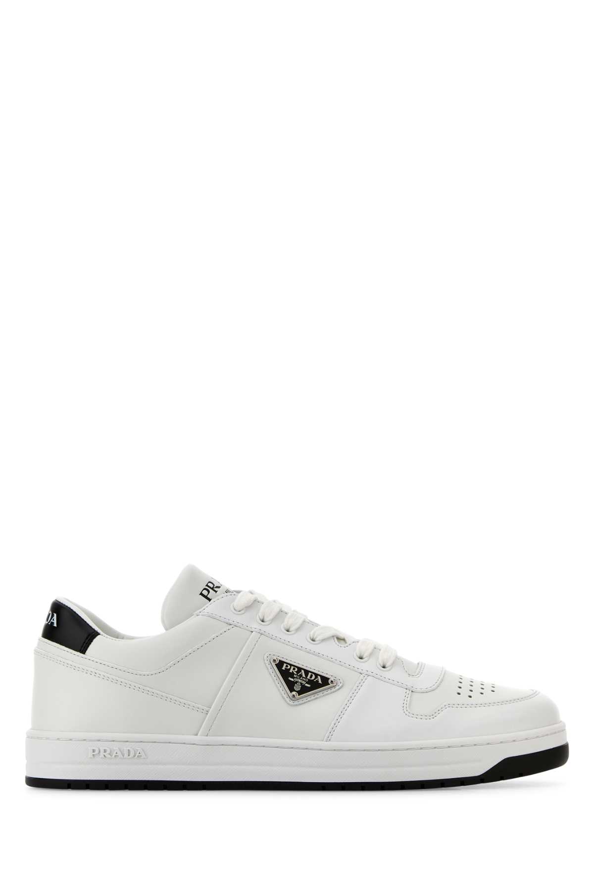 Prada White Leather Downtown Sneakers