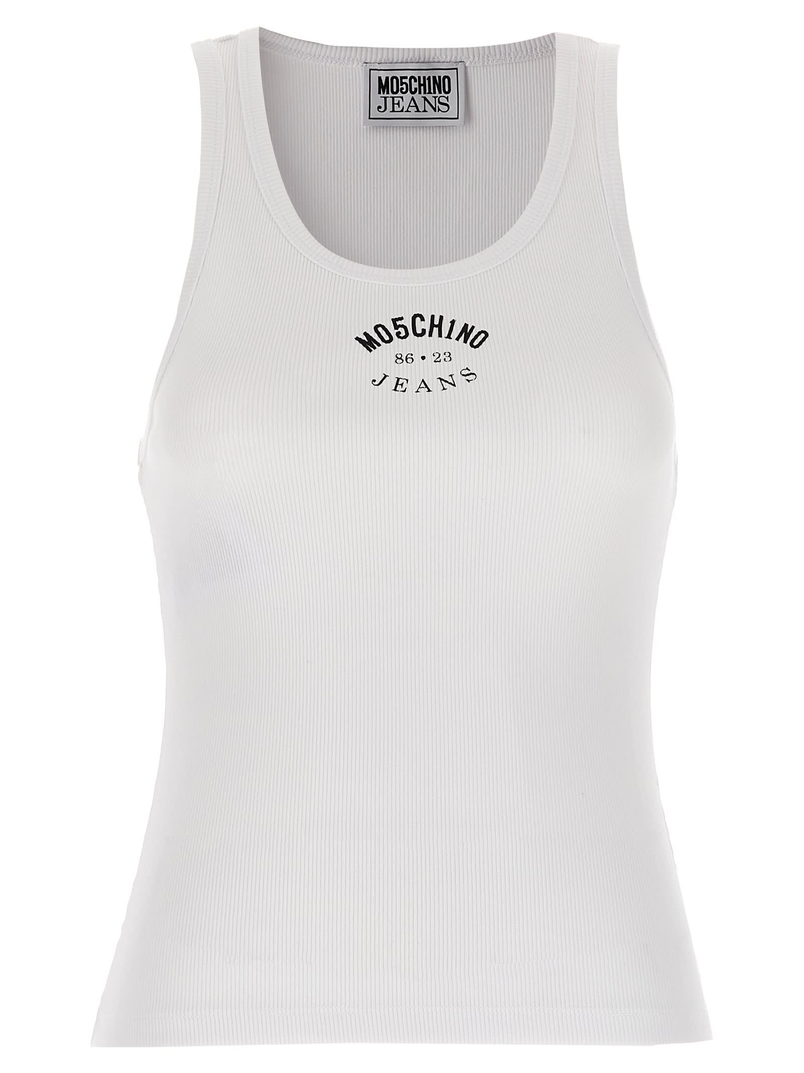 M05CH1N0 Jeans White Cotton Tank Top