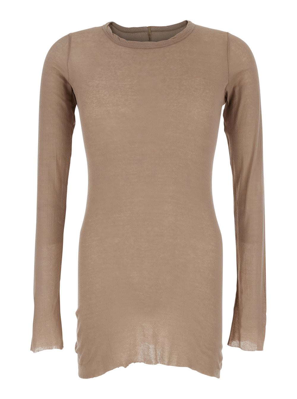 Rick Owens Brown Long-sleeve T-shirt In Viscose And Silk Blend Man