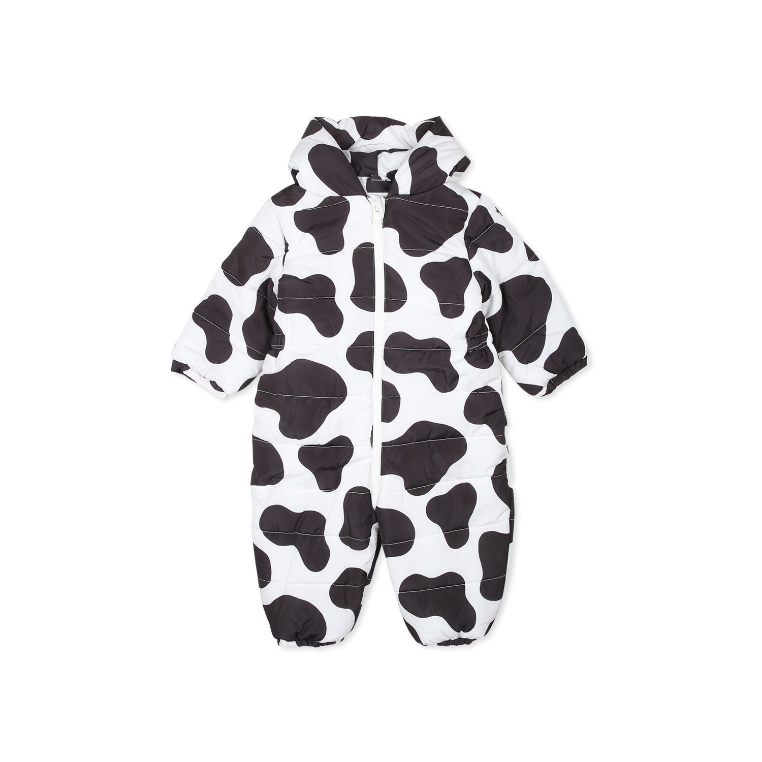 Stella McCartney Kids White Down Jacket For Babykids With Cow