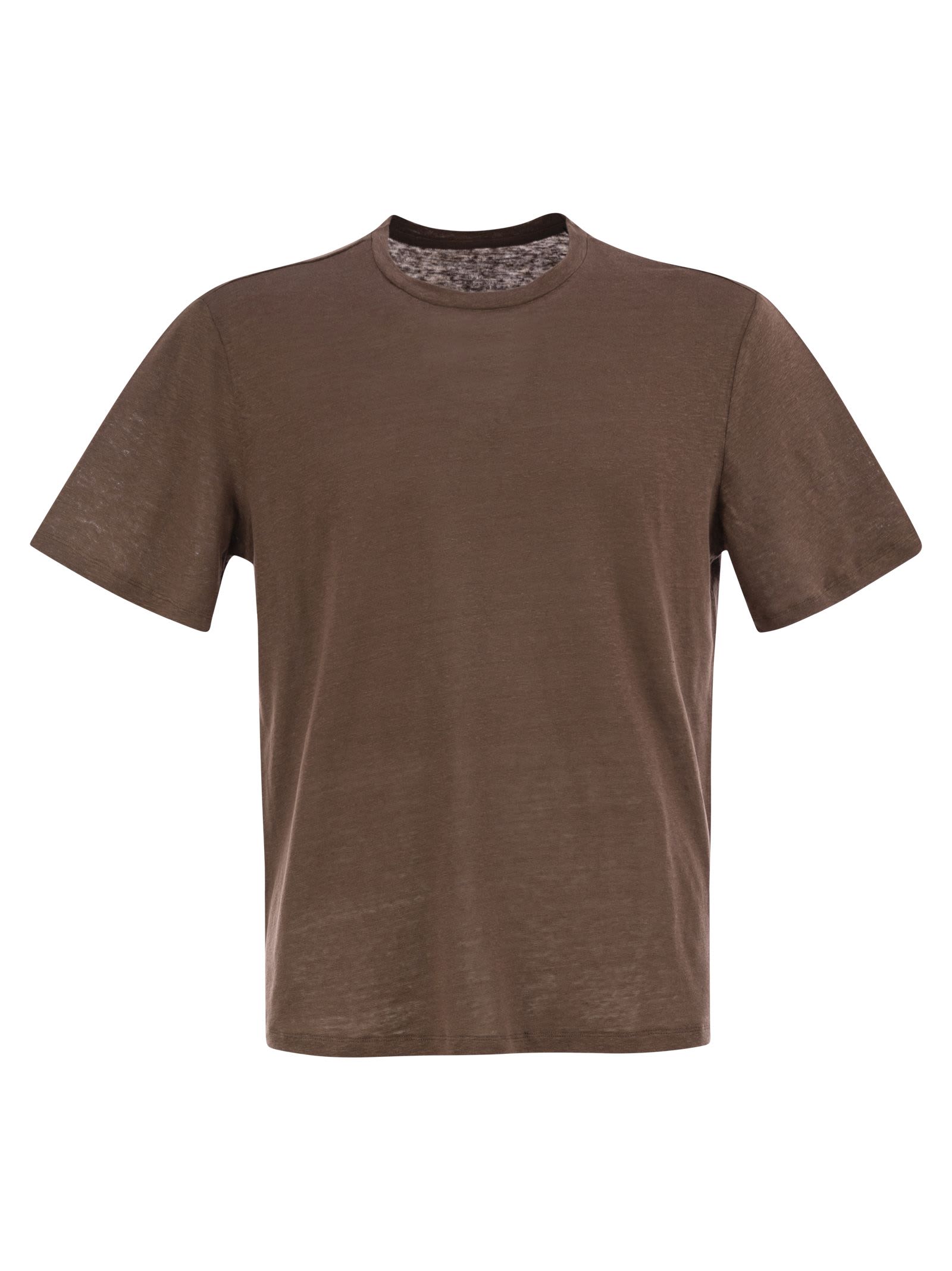 Majestic Filatures Crew-neck And Short-sleeved T-shirt In Linen