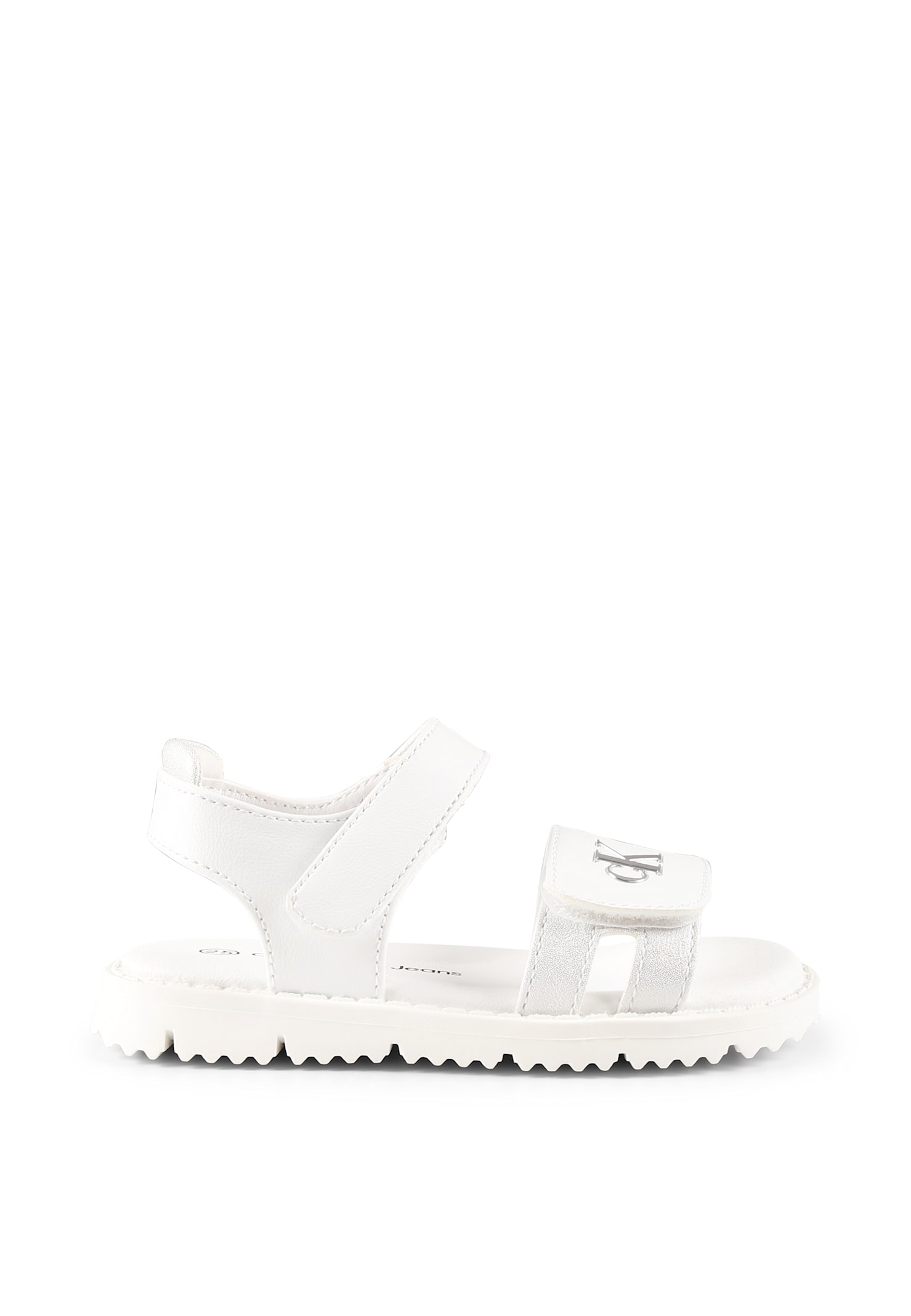 Calvin Klein White Sandals For Girl With Logo