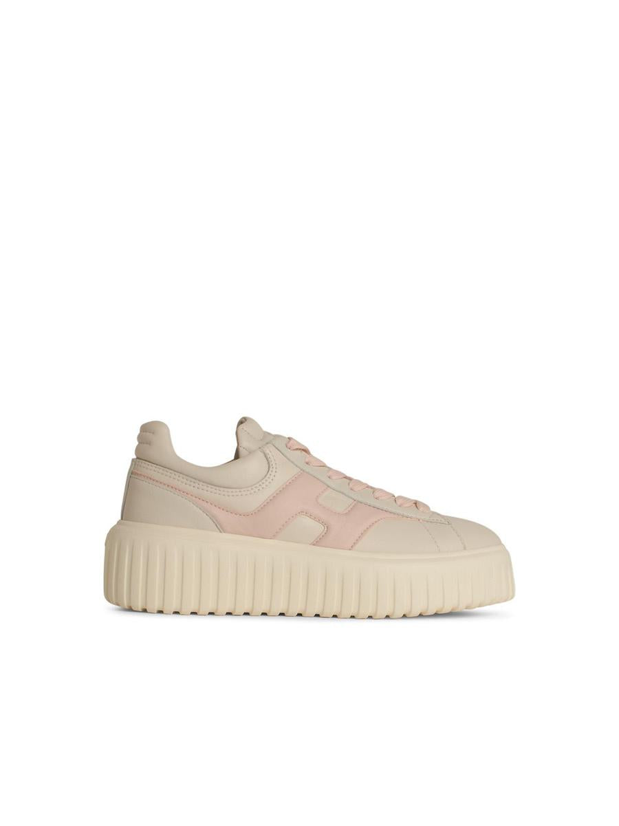 Hogan 'H Stripes' Cream Leather Sneakers