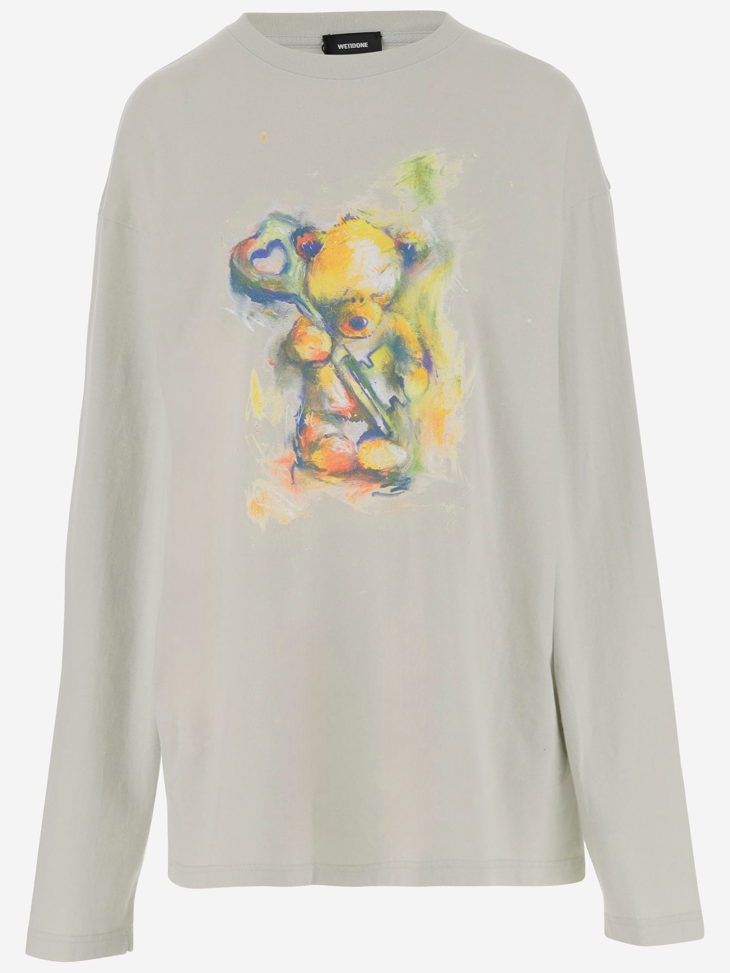 WE11 DONE Long-sleeved Cotton Sweater With Teddy Bear Print