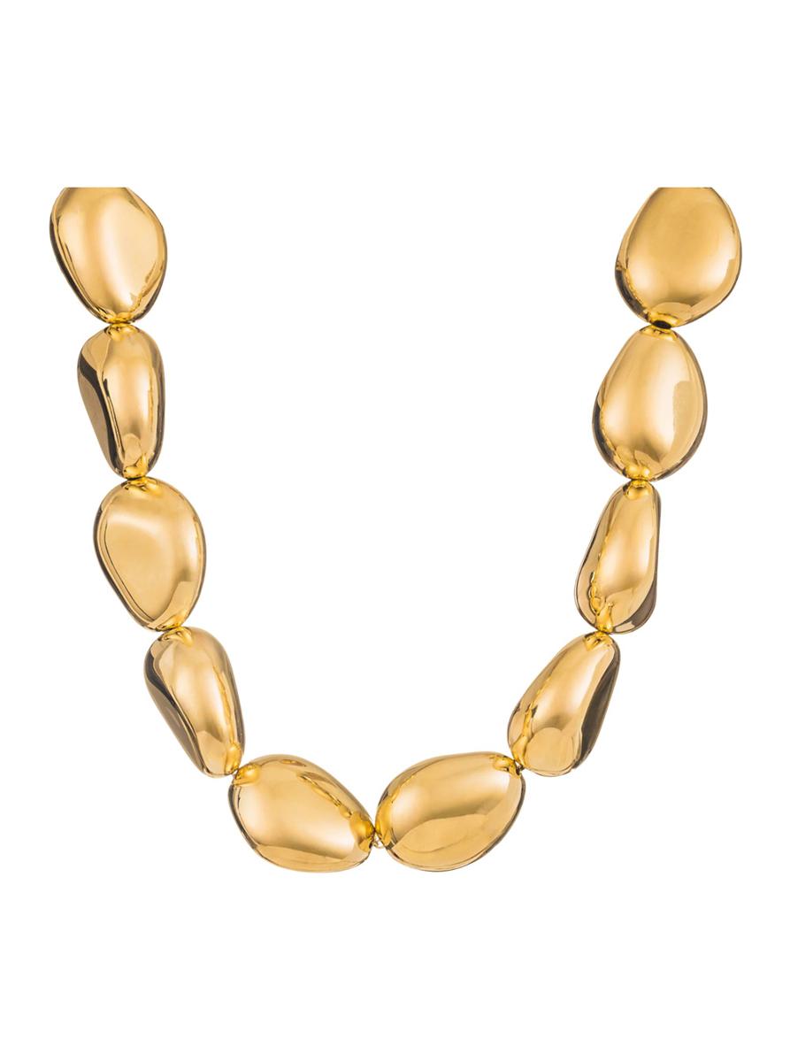 'Lace Stone' Metallic Necklace With Chunky Design And Without Closure In Gold Plated Bronze Woman