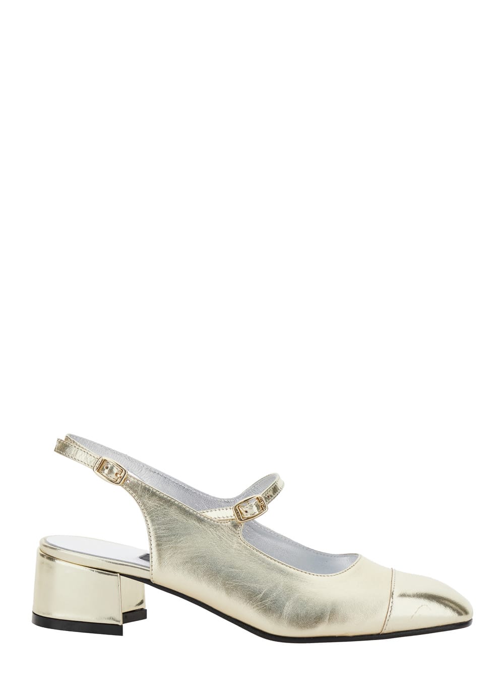 Carel ischia Metallic Slingback Pumps With Adjustable Strap In Patent Leather Woman