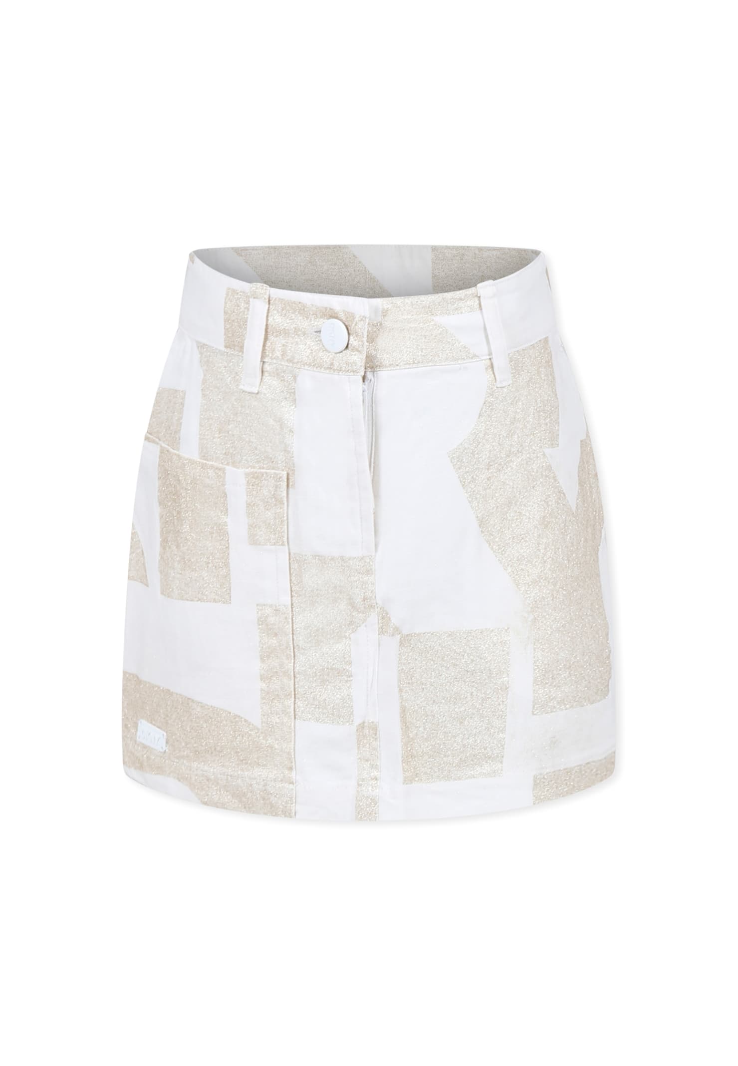 DKNY White Skirt For Girl With Logo