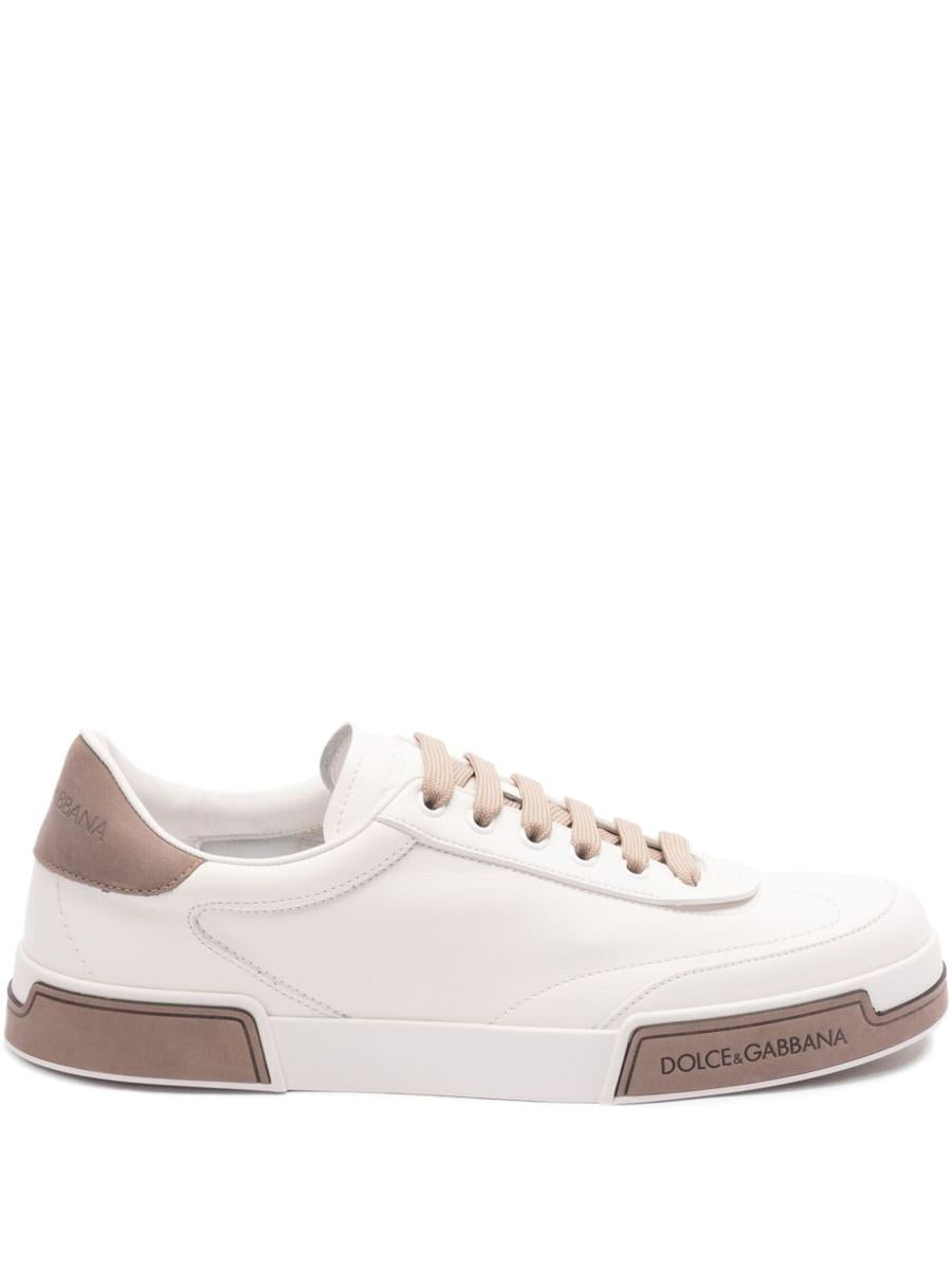 Dolce & Gabbana Calf Leather 'Portofino Yacht' Sneakers In White And Taupe