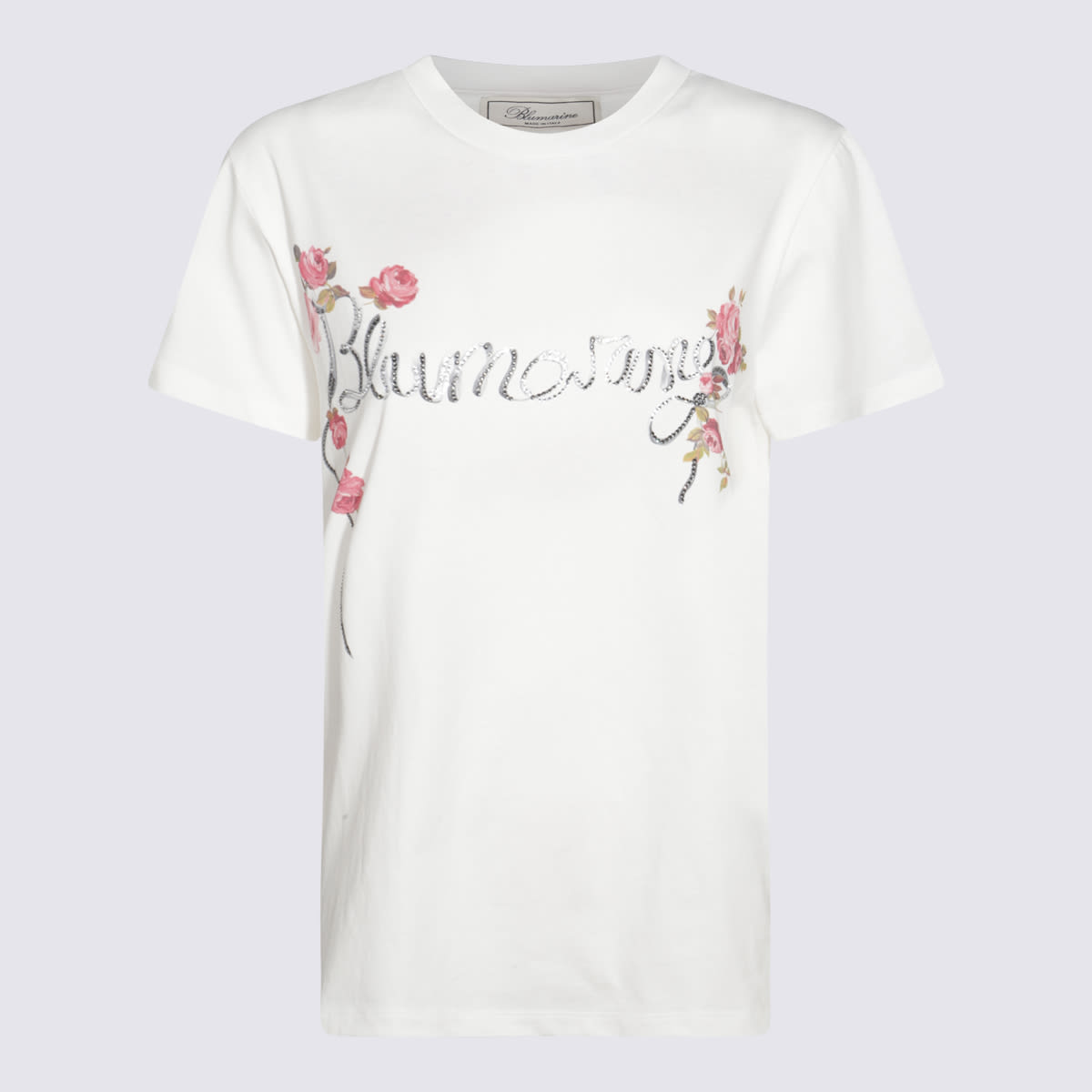 Blumarine White Multicolour Cotton T-shirt