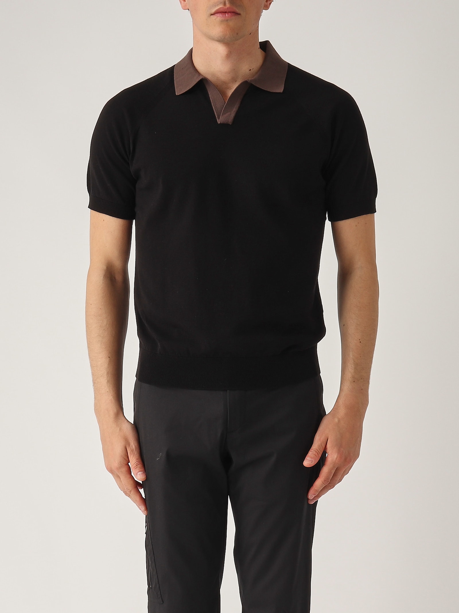 Gran Sasso Polo Skipper M/c Collo Contrasto Con Balza Polo