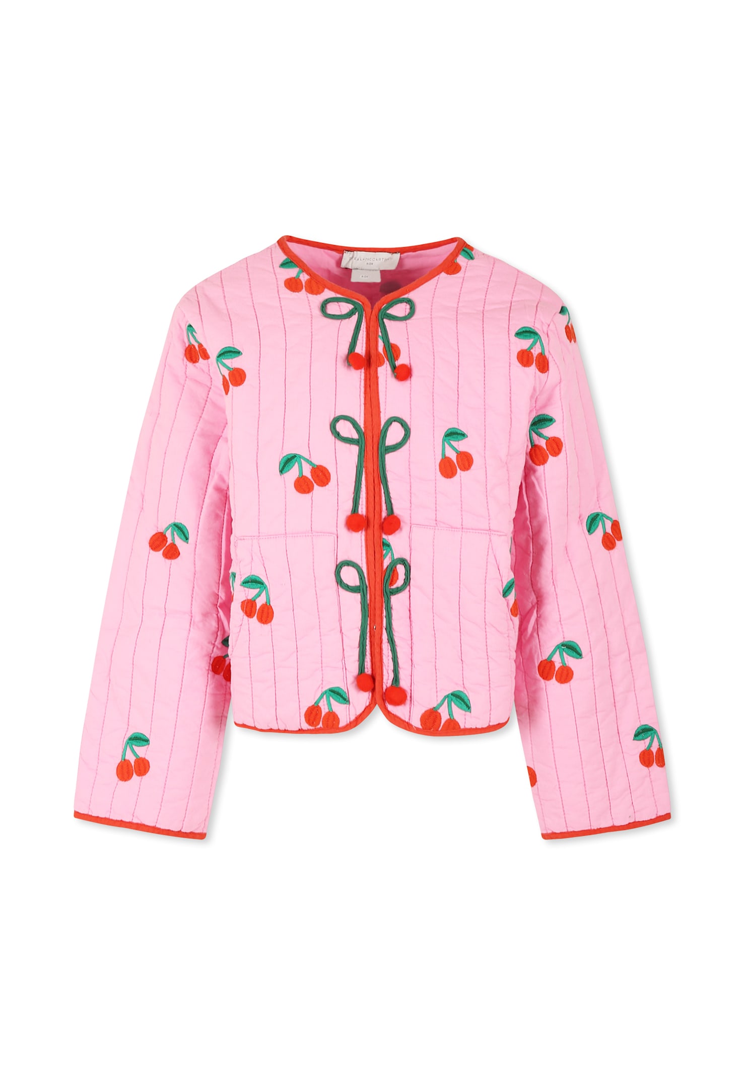 Stella McCartney Kids Pink Jacket For Girl With Cherries