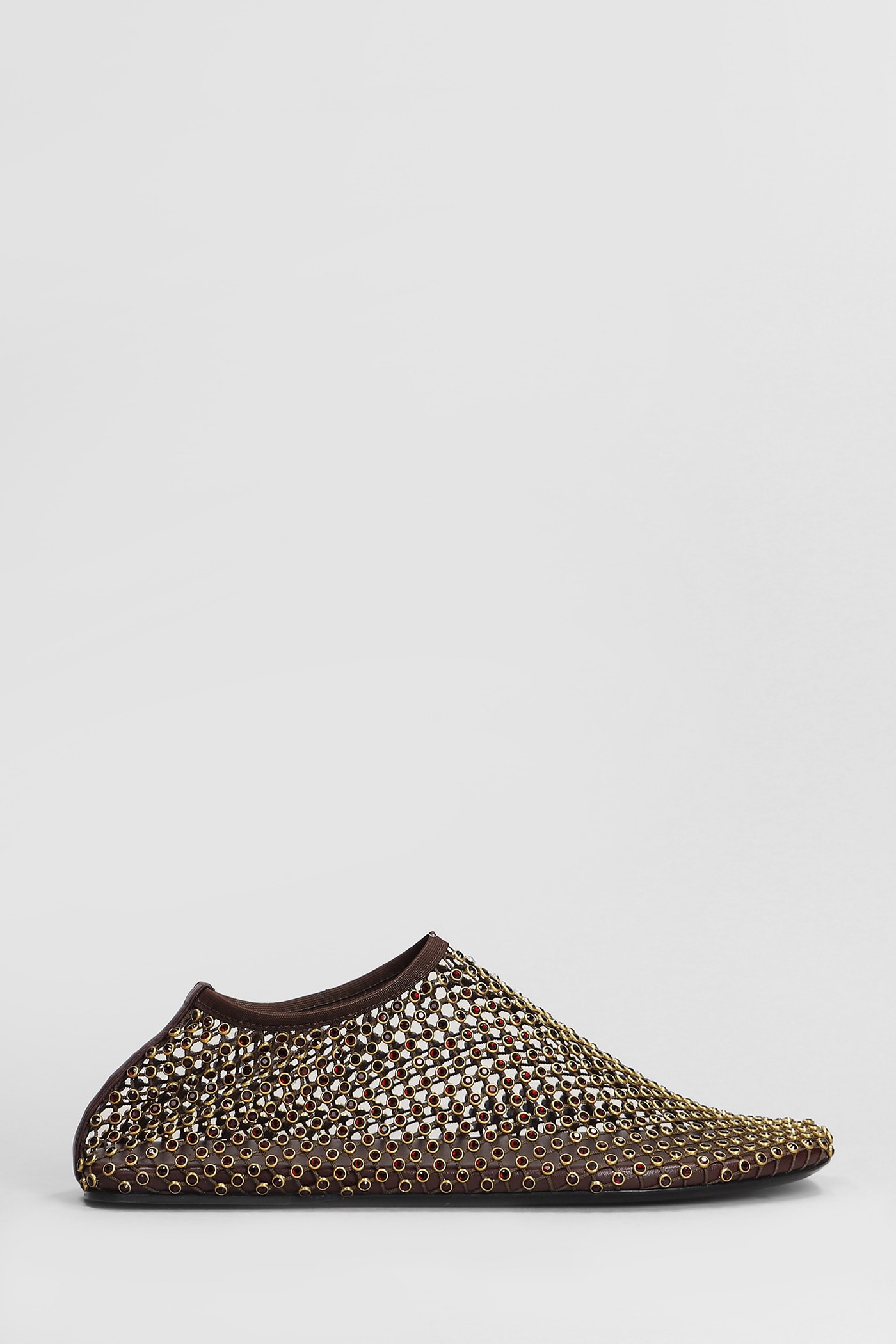 Christopher Esber Minette Crystal Flat Ballet Flats In Brown Nylon