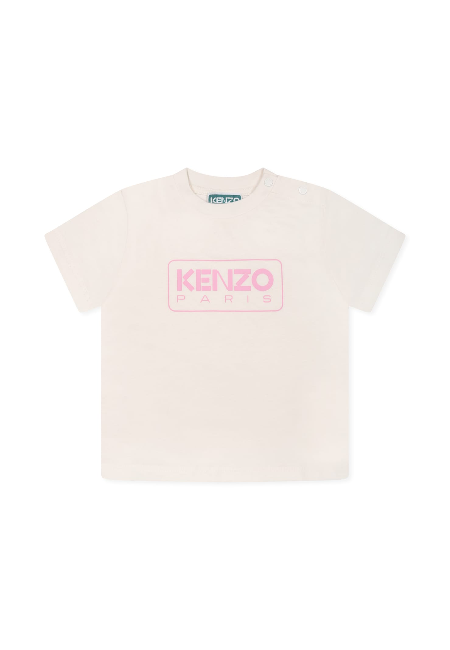 Kenzo Kids Ivory T-shirt For Baby Girl With Logo