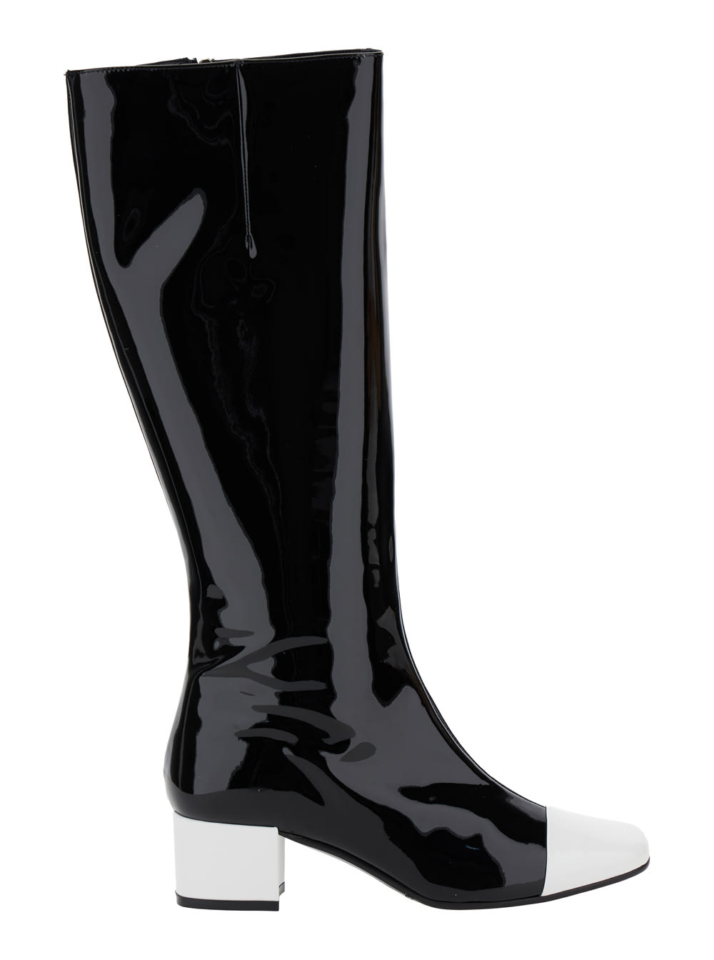 Carel malaga Black Boots With Contrasting Toe In Patent Leather Woman