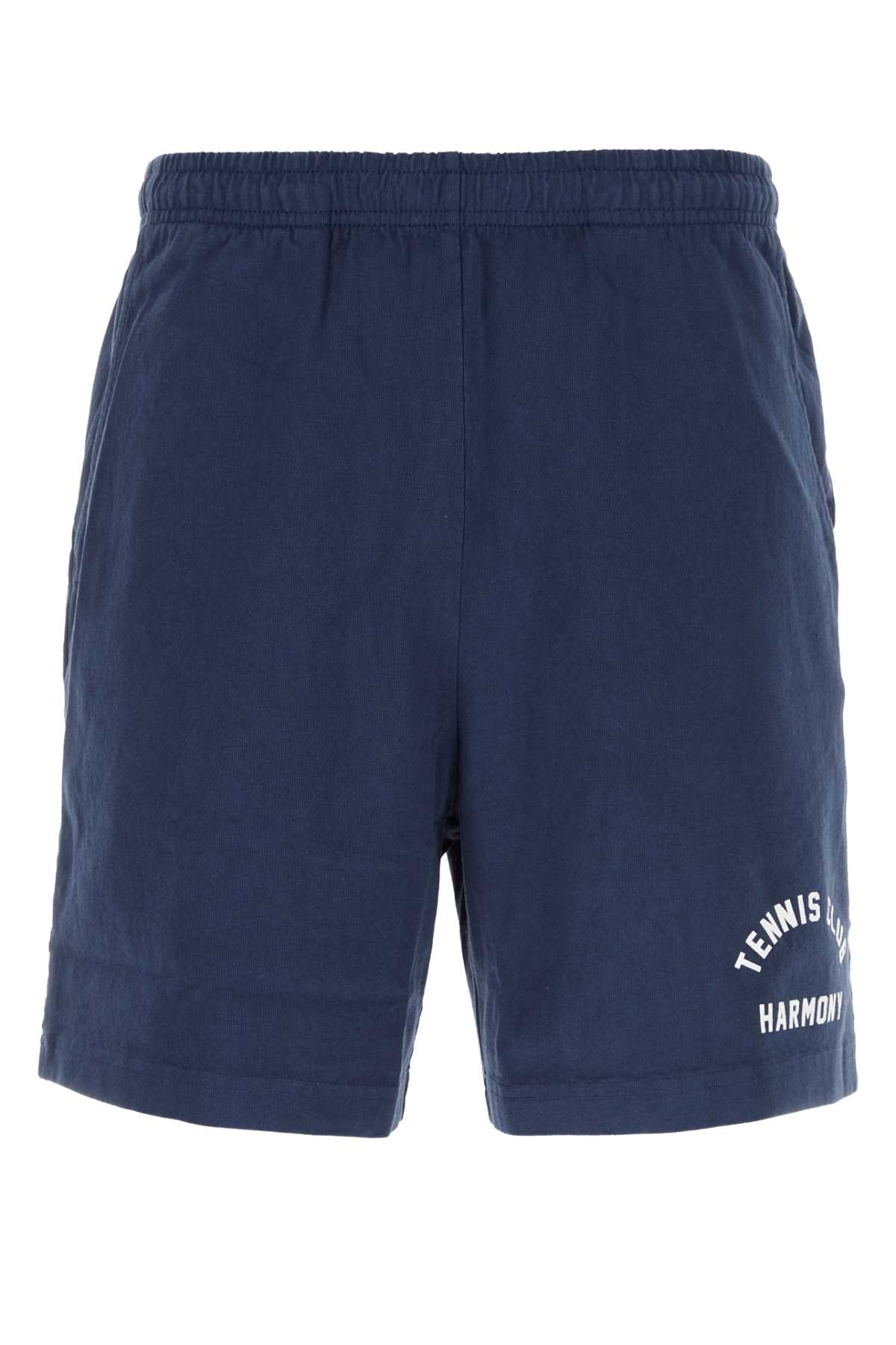 The Harmony Navy Blue Cotton Bermuda Shorts
