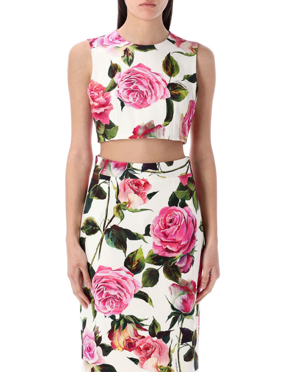 Dolce & Gabbana Roses Print Cropped Top