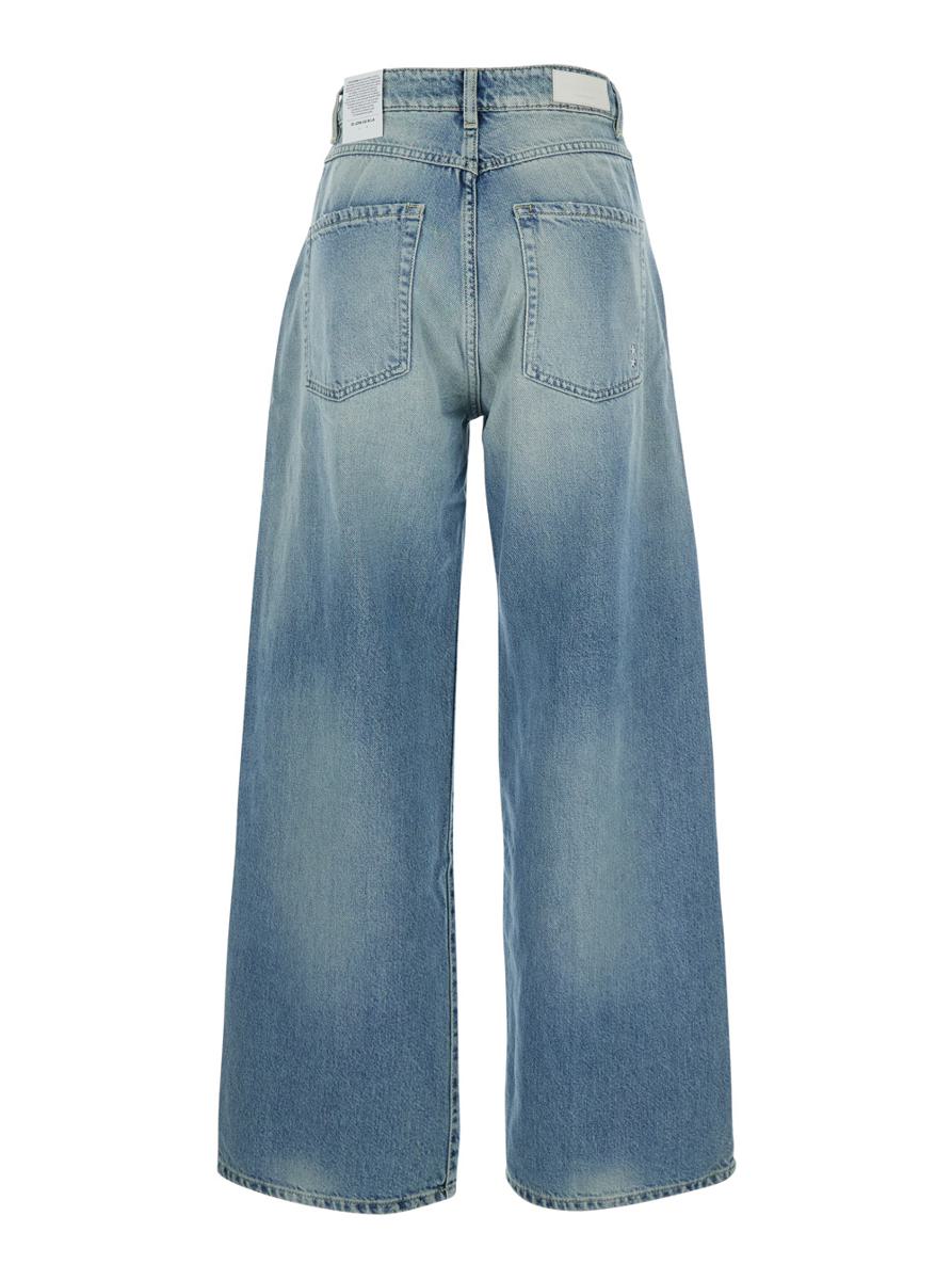 'Poppy' Blue Jeans With Medium Rise And Logo Patch On The Rear In Denim Woman