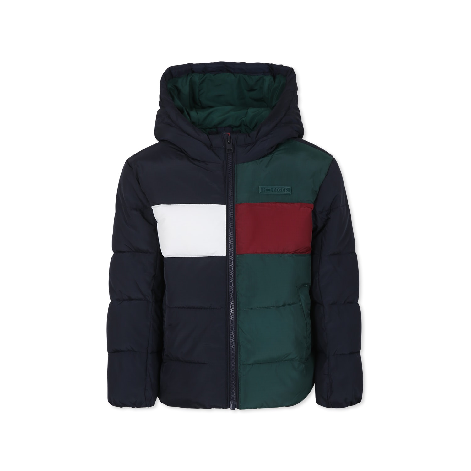 Tommy Hilfiger Blue Down Jacket For Boy With Logo