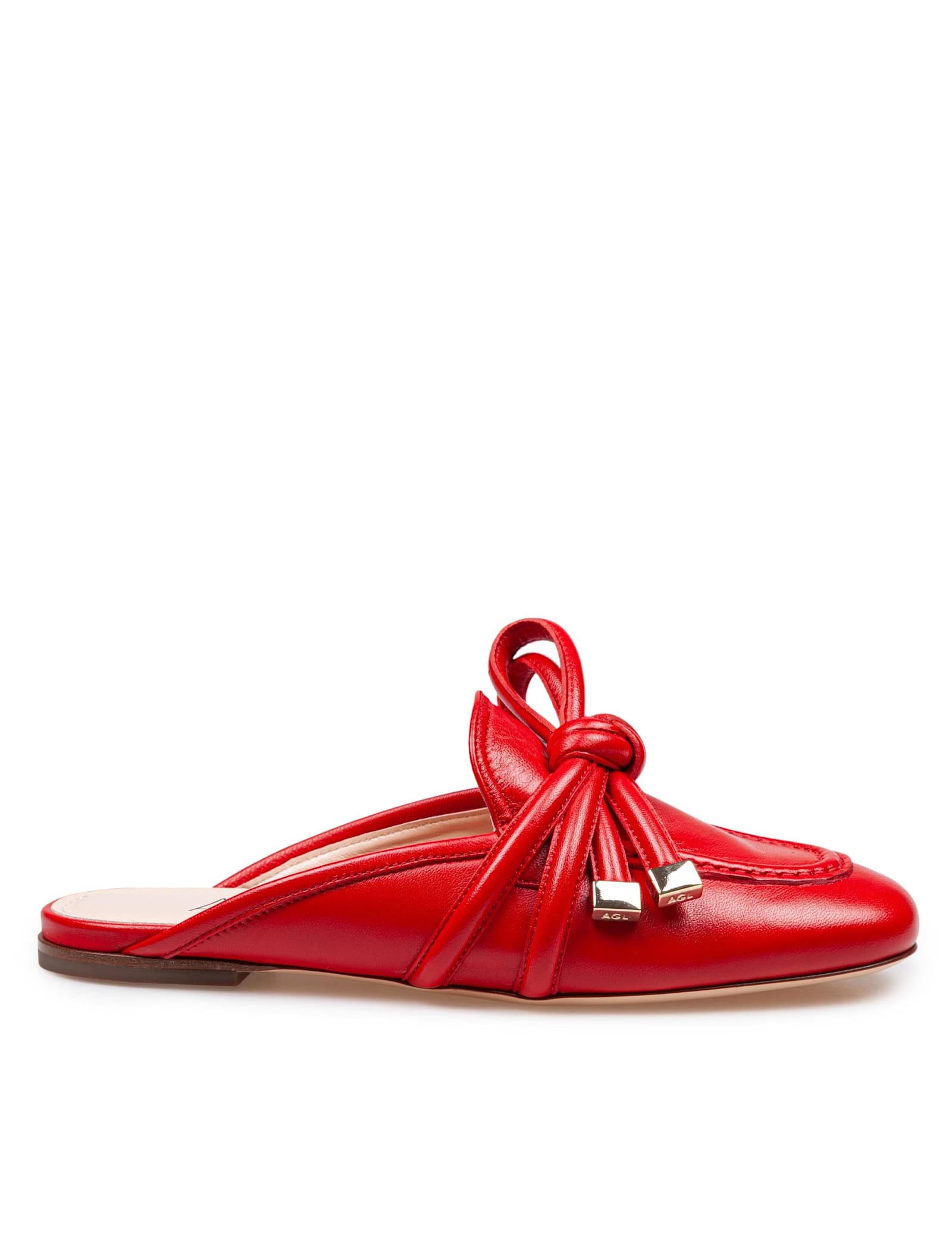 AGL Mule Ribbon In Leather Color Red