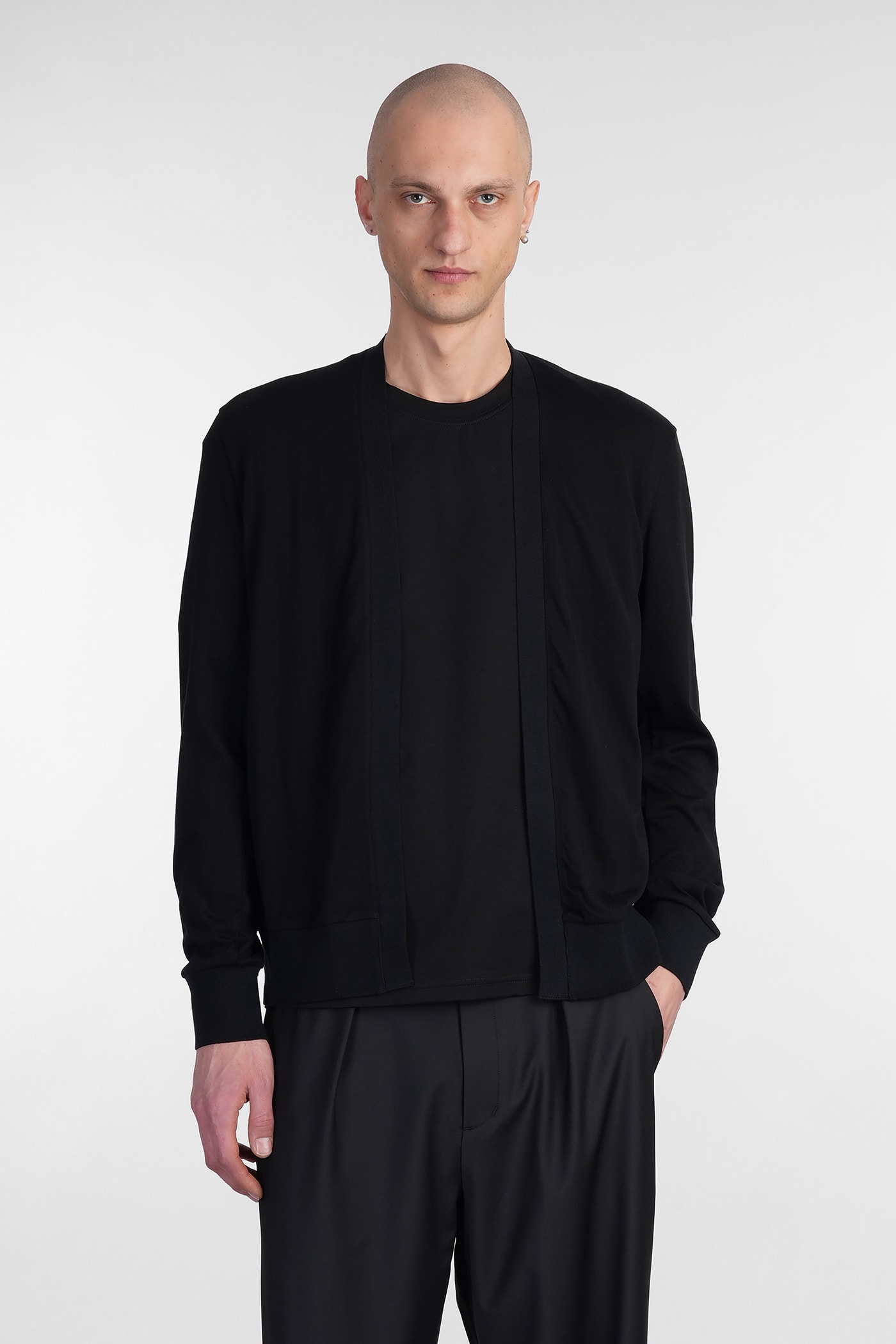 Attachment Cardigan In Black Cotton