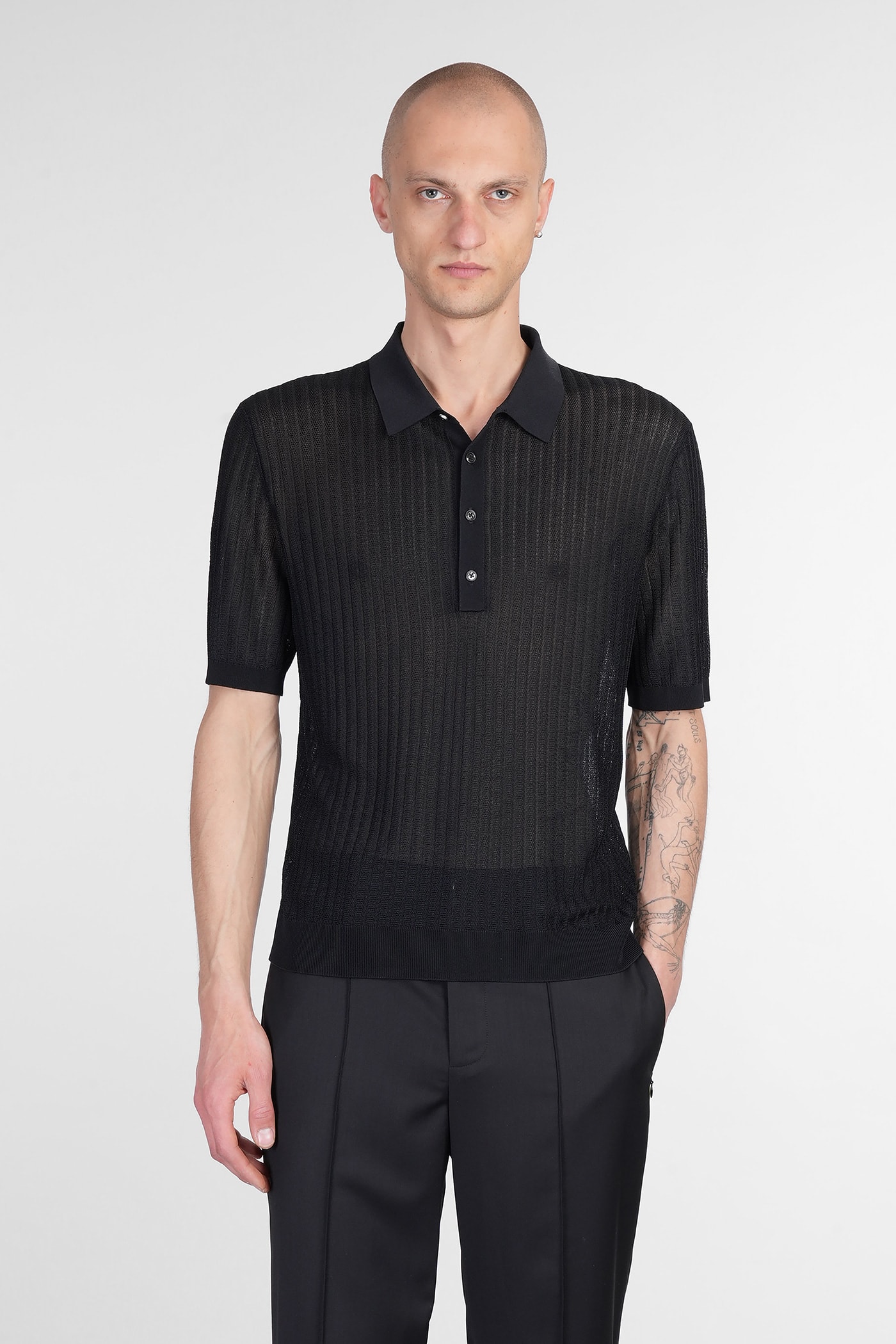 Helmut Lang Polo In Black Viscose
