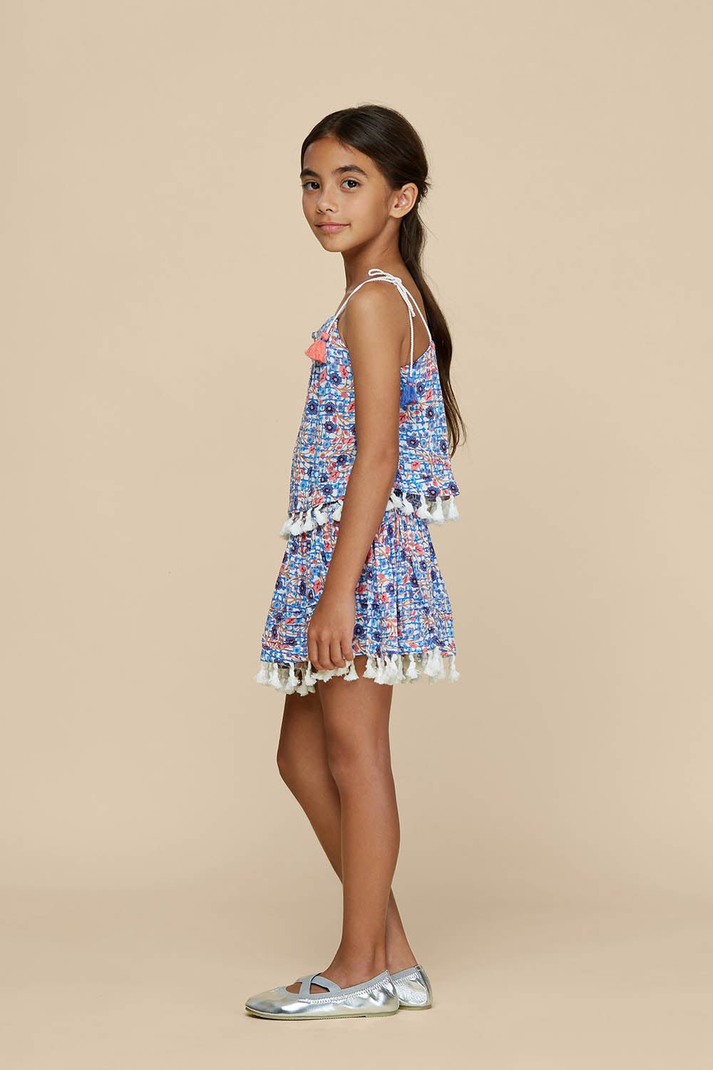 Kids Mini Skirt Mara Smocked - Blue Bloom