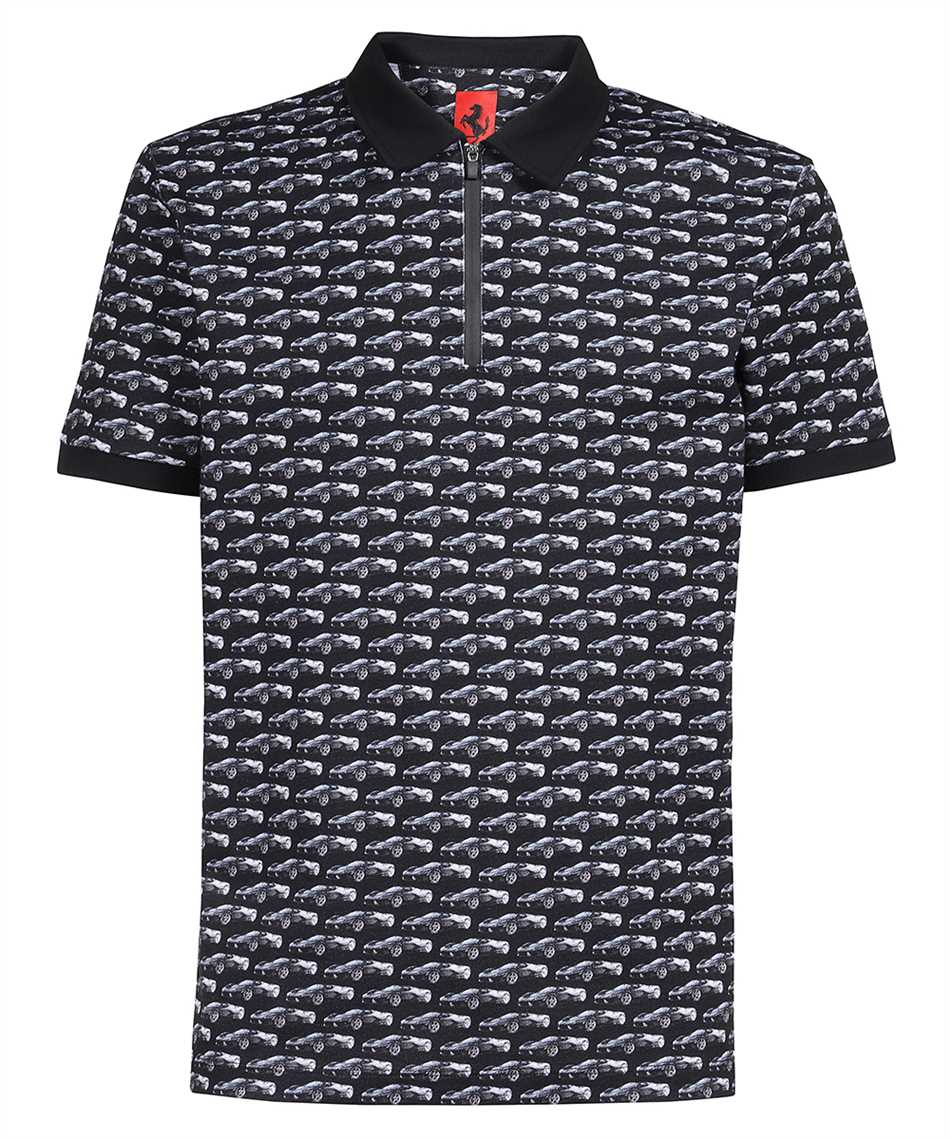 Ferrari Print Stretch Cotton Polo Shirt