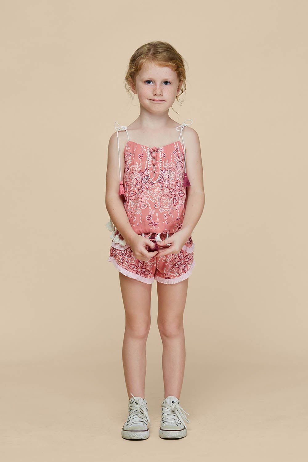 Kids Boxer Short Lulu Lace Trimmed - Pink Pineapple Batik Rombo