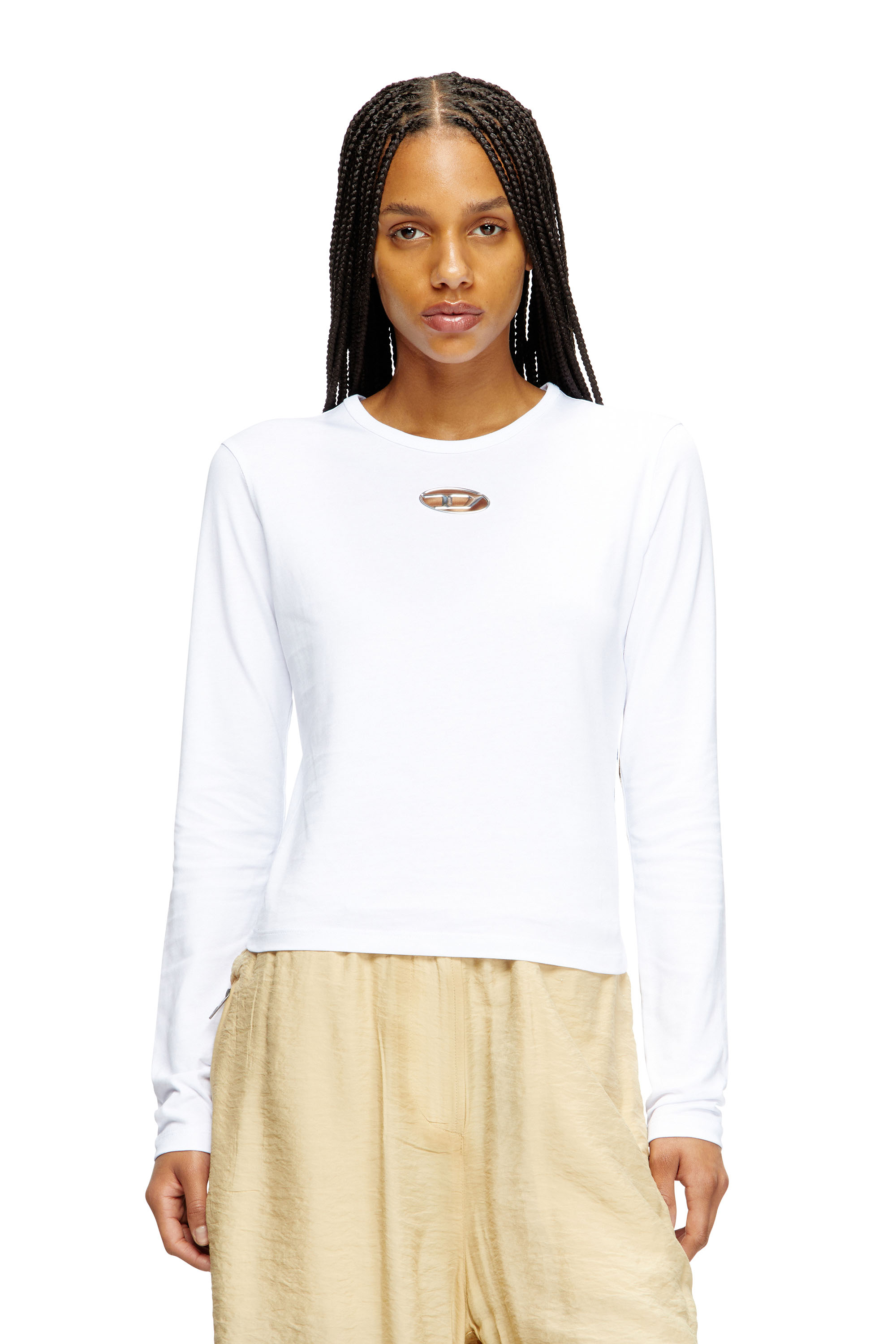 Diesel - Long-sleeve top with Oval D cut-out - T-Shirts - Woman - To Be Defined